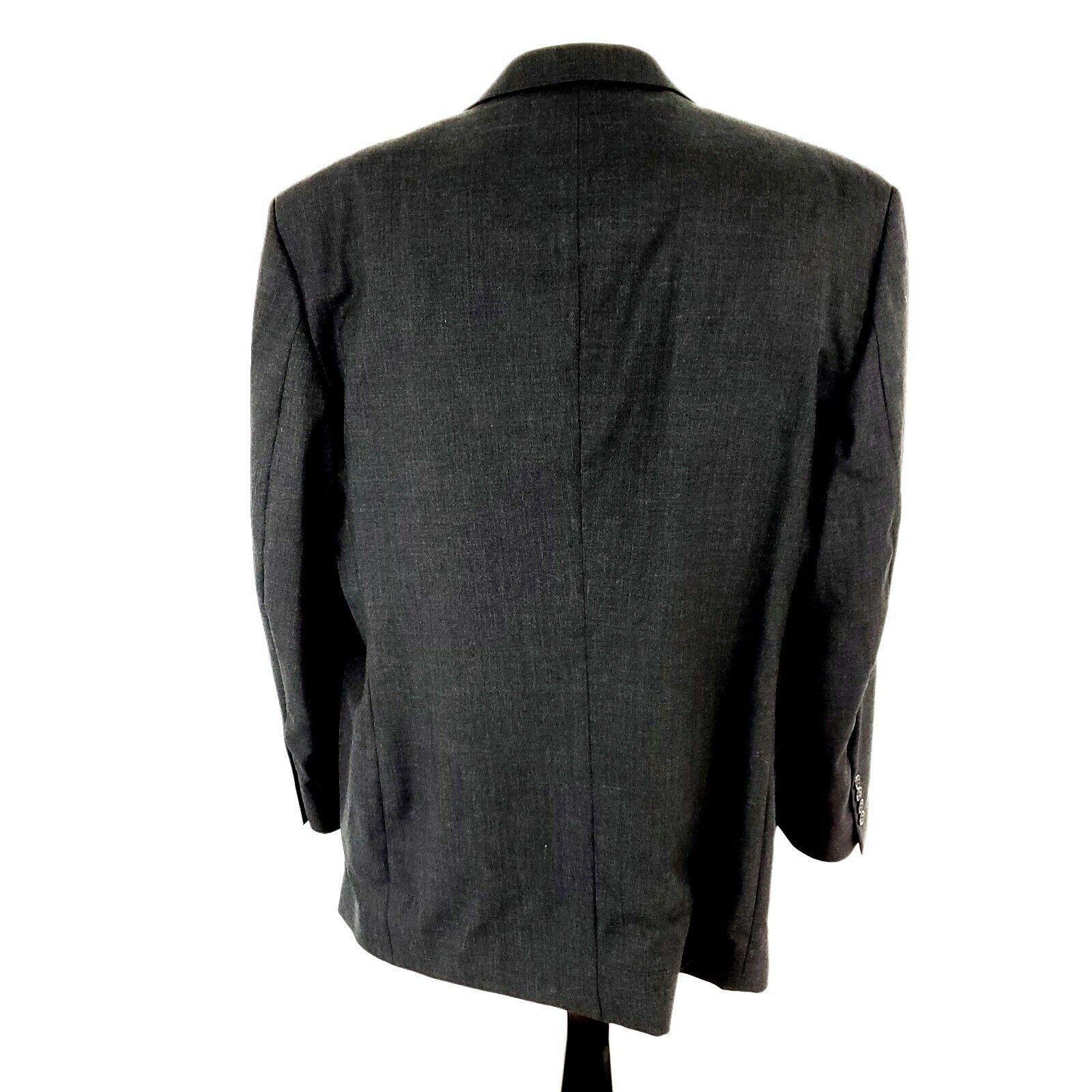 Stafford Stafford Wool 2 Button Portly Sport Coat 44L Gray Long Size 44L - 7 Thumbnail