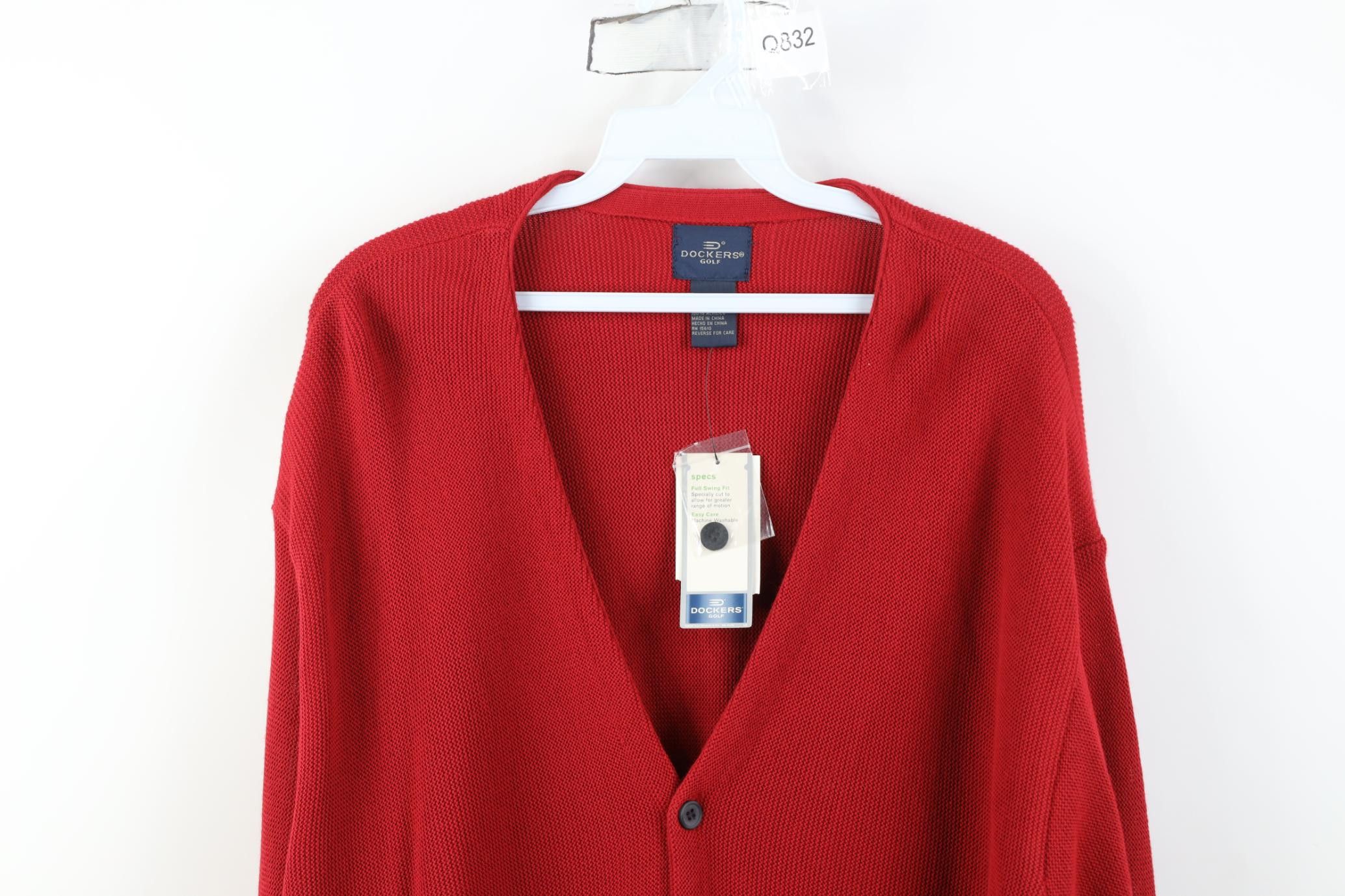 Dockers Deadstock Vintage 90s Dockers Golf Knit Cardigan Sweater Red Size US XL / EU 56 / 4 - 2 Thumbnail