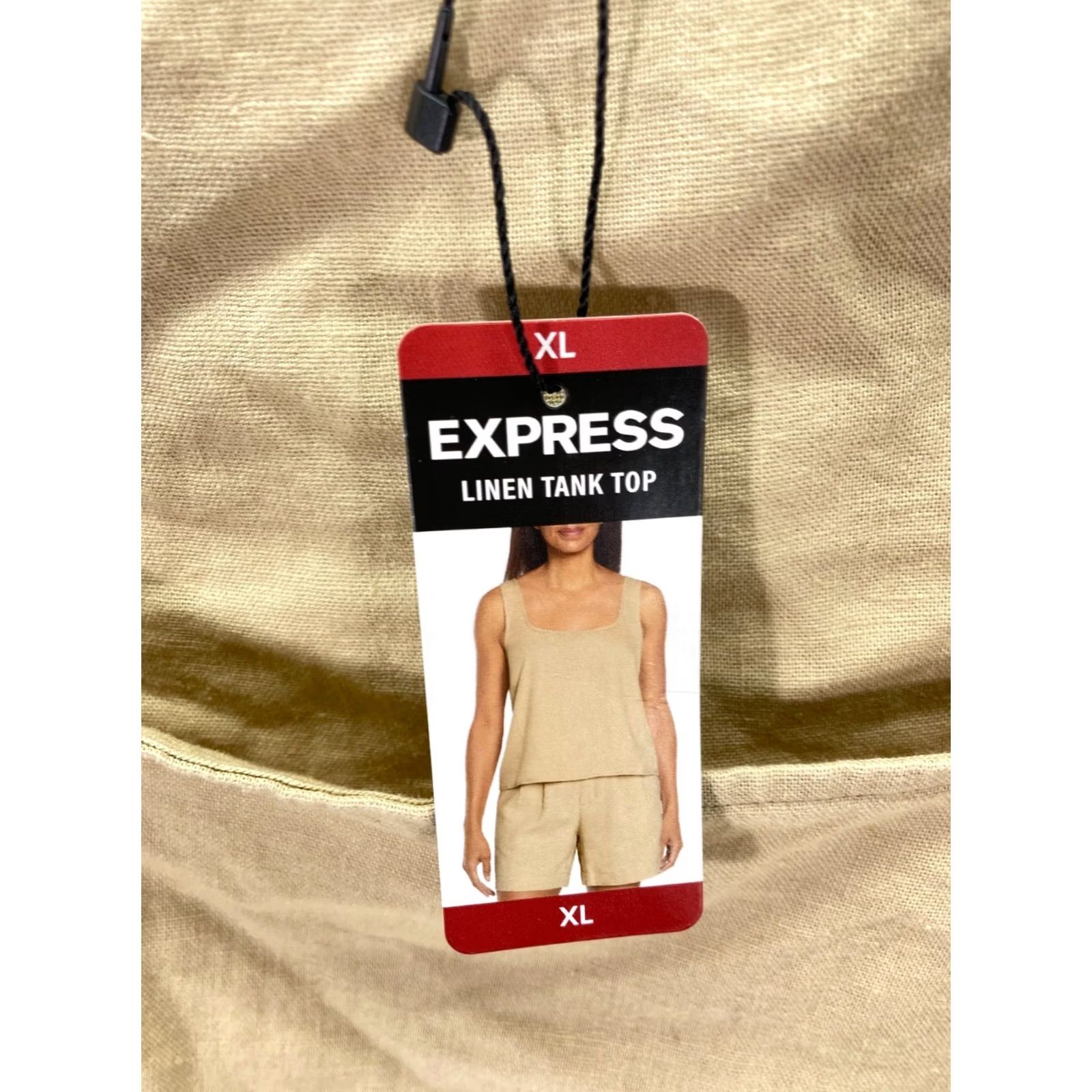 Express Express Linen Tank Top Womens XL Beige Khaki Square Neck Wide Strap NWT Size XL / US 12-14 / IT 48-50 - 5 Thumbnail