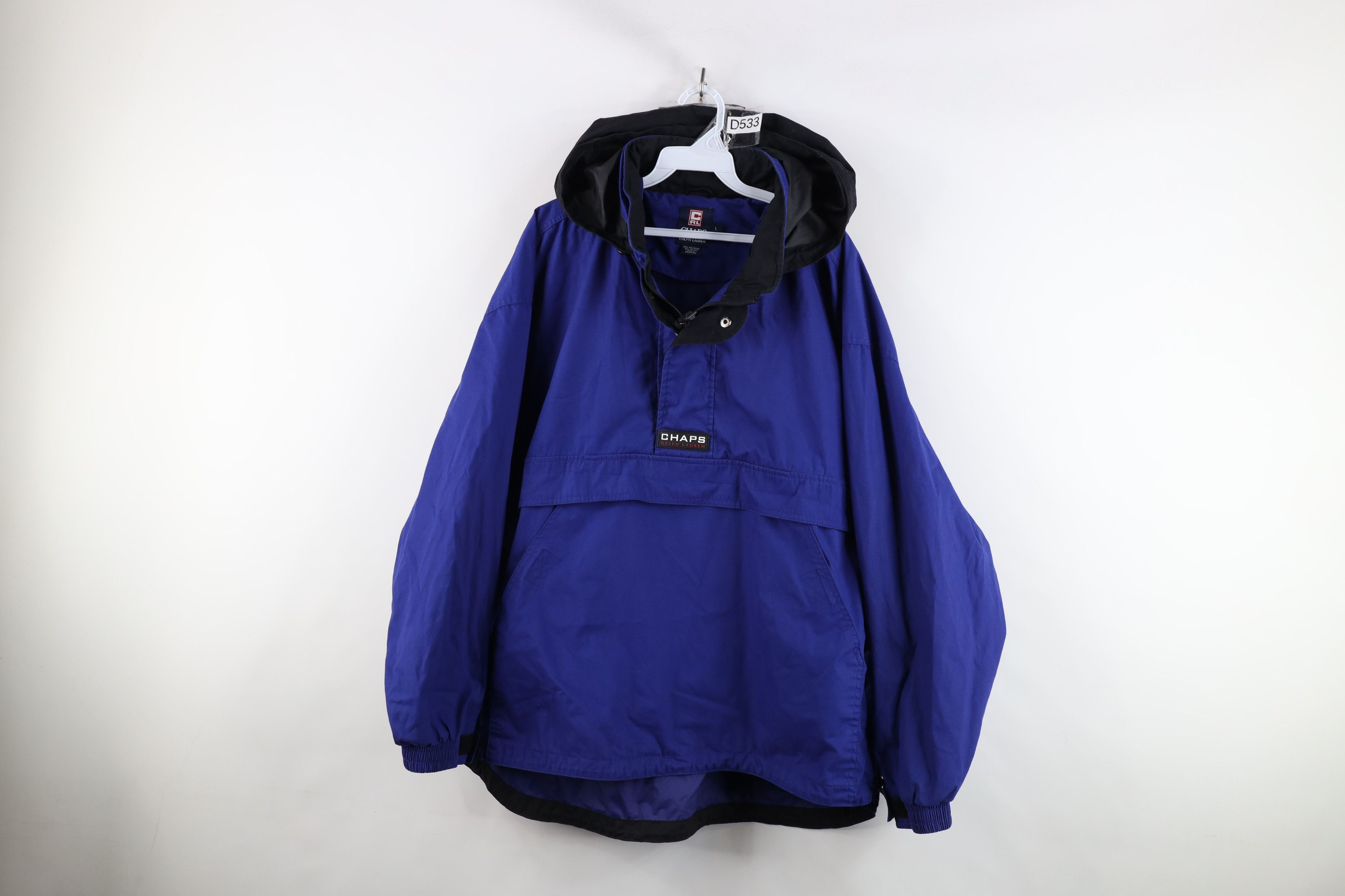 Ralph Lauren × Vintage Vintage 90s Chaps Ralph Lauren Hooded Anorak Jacket Blue Size US L / EU 52-54 / 3 - 1 Thumbnail