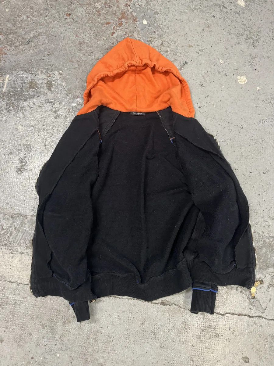 Balmain Balmain Navy & Orange Biker Zip-up Hoodie Size US M / EU 48-50 / 2 - 7 Thumbnail