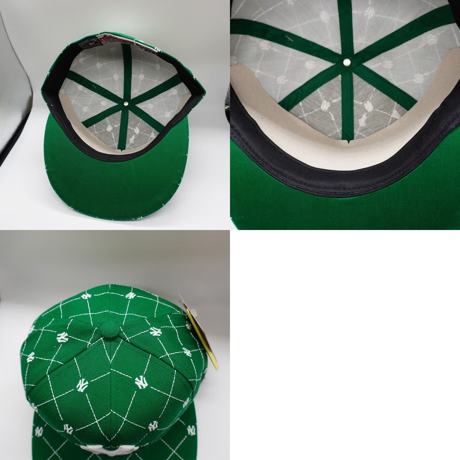 American Needle Mens Green NY Yankees Fitted Hat 7 3/8 MLB Quilted All Over Logo AOP St Patricks American Needle Size ONE SIZE - 8 Thumbnail