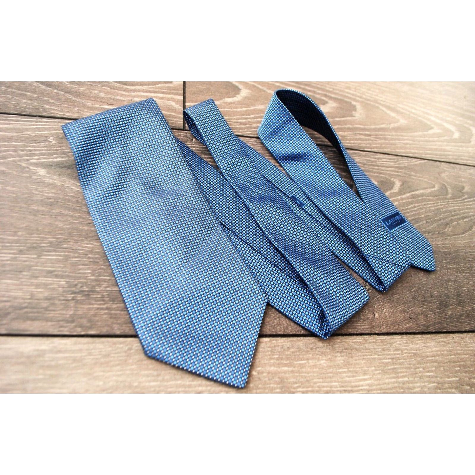 Lanvin LANVIN PARIS NECK TIE MADE IN FRANCE 100% PURE SILK BLUE DROPS PATTERN ORIGINAL Size ONE SIZE - 2 Thumbnail
