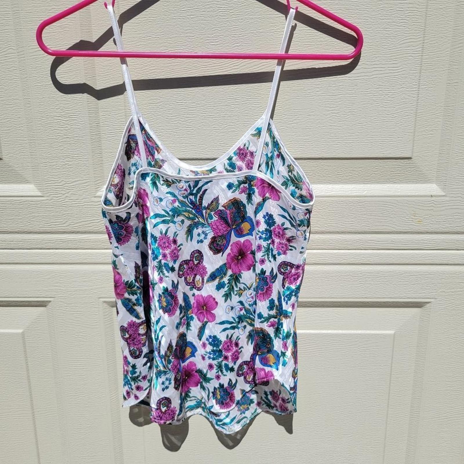 Vintage Vintage floral shimmer glam spaghetti strap tank top small Size S / US 4 / IT 40 - 4 Thumbnail