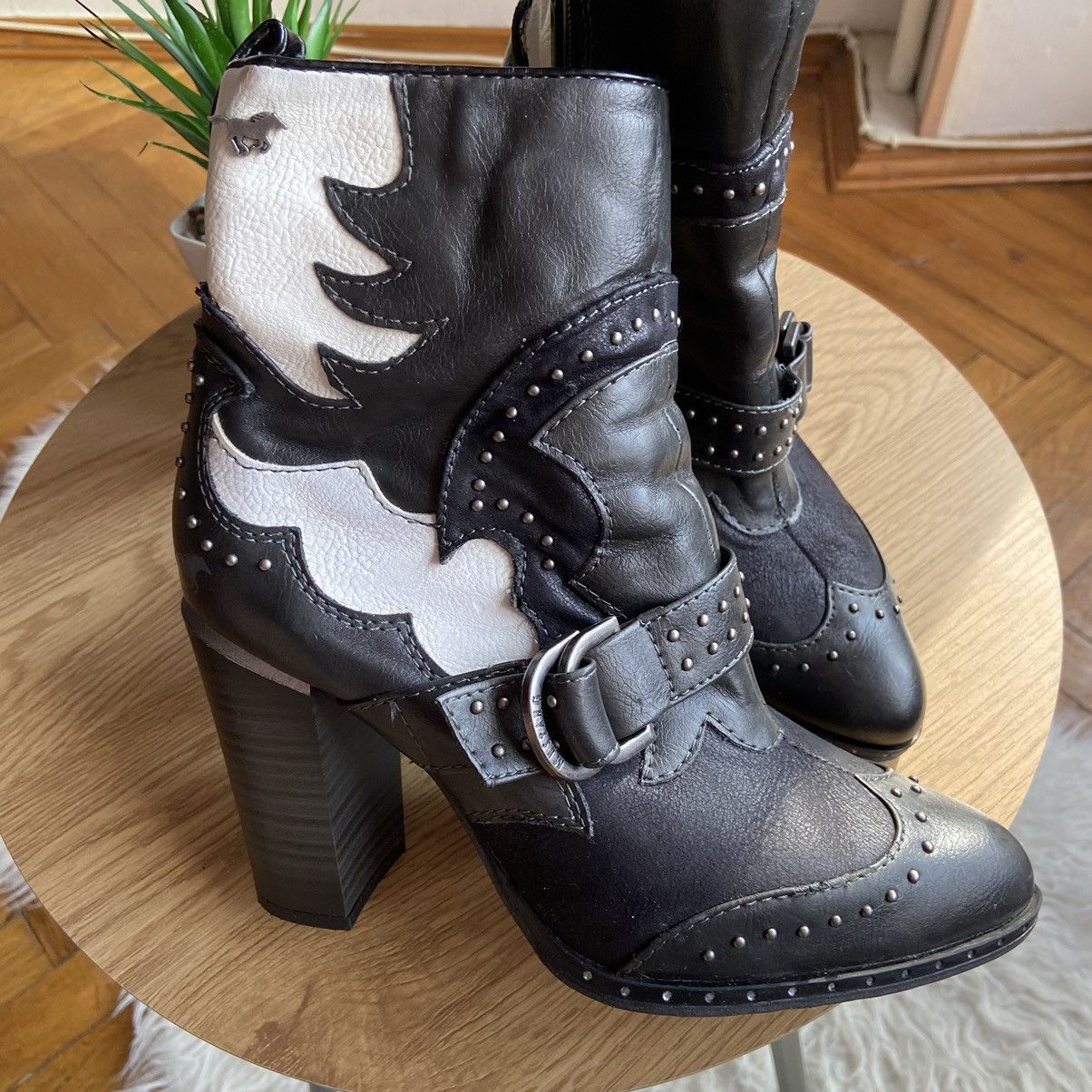 Mustang 📌 Crazy Vintage Mustang Cowboy Leather Boots Size US 8 / IT 38 - 4 Thumbnail