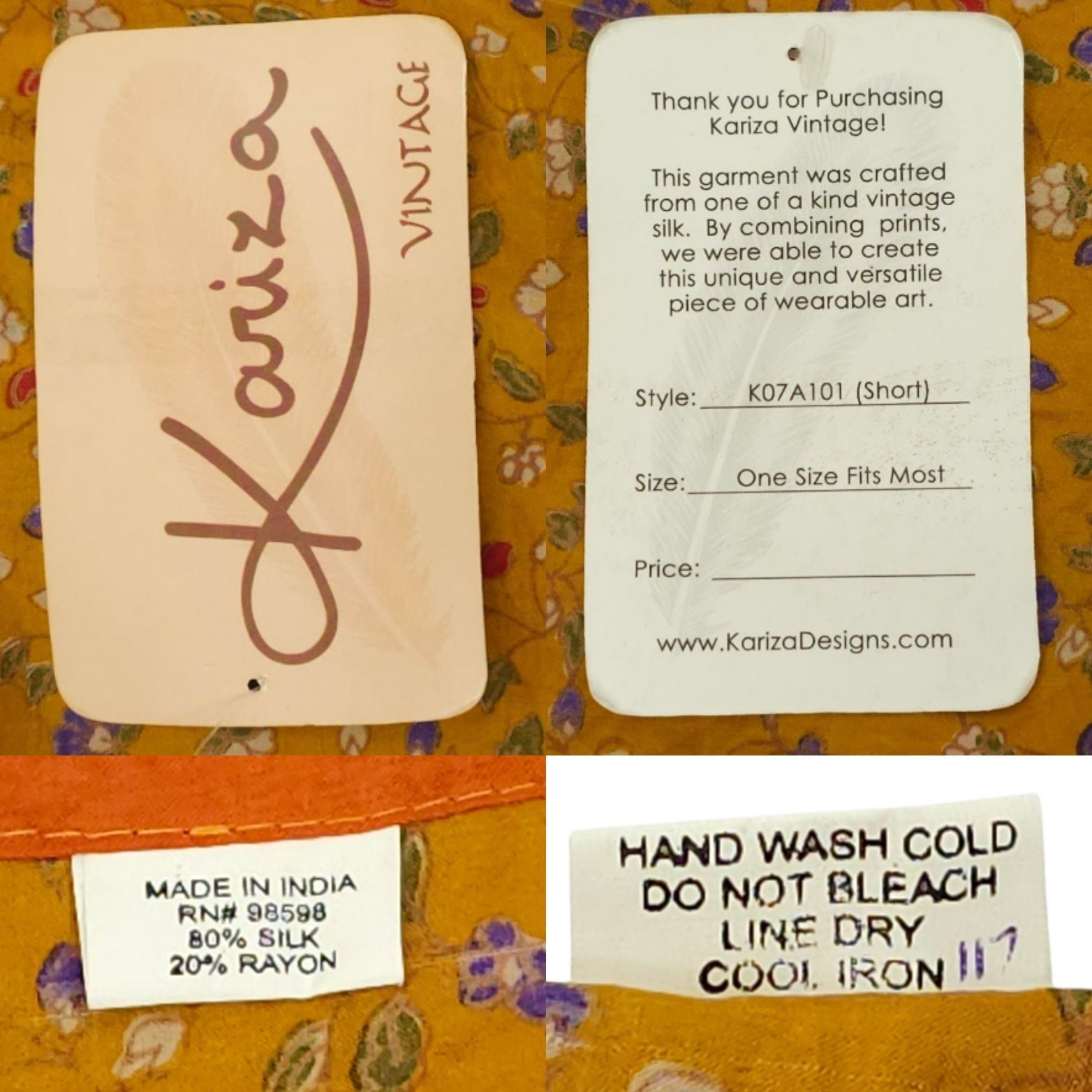 Other Kariza Vintage Wrap Skirt OSFM Silk Blend Boho Indie Fairy Size 24" / US 00 / IT 34 - 8 Thumbnail