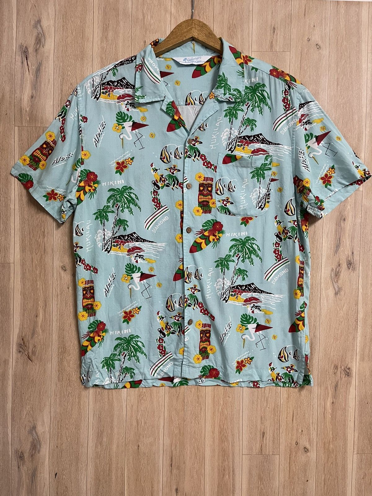 Vintage Hawaiian Shirt Rayon Size L Fit M Aloha Beach Surf