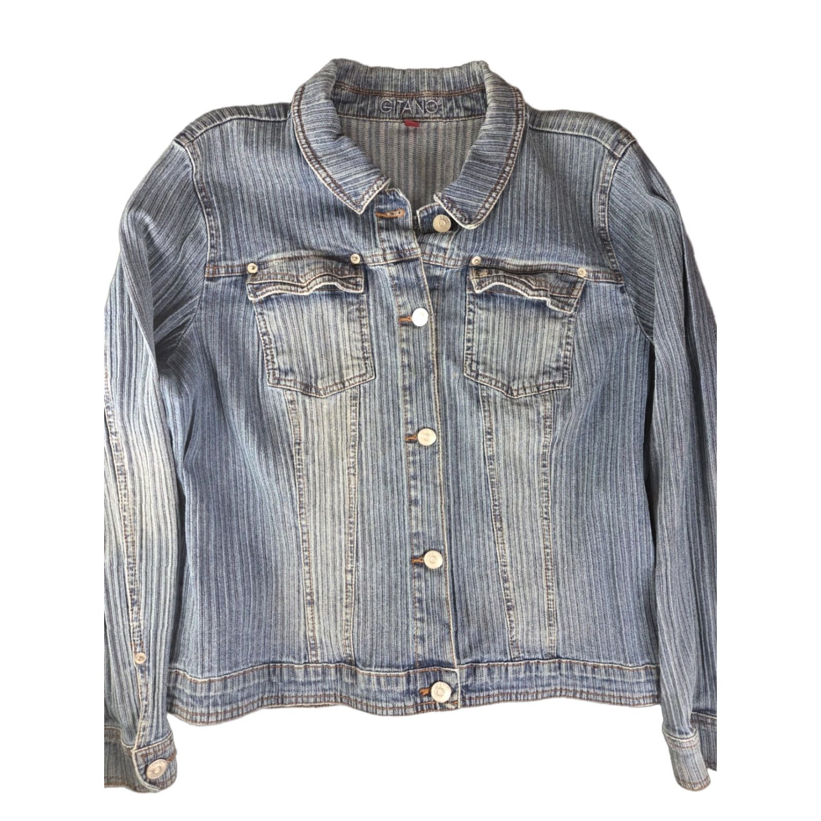 Vintage VINTAGE Gitano Denim Blue Jeans Womens Jacket 18W 100% Cotton Short Sleeve Long Sleeve Zip Snap Machine Washable Blue Retro Regular Women Size 40" / US 18 - 1 Thumbnail