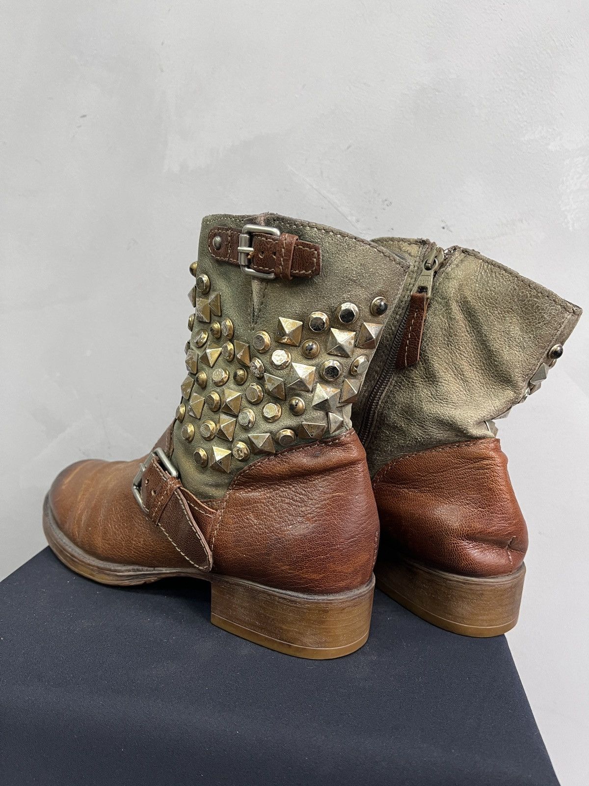 Hedi Slimane Studded platform brown boots avant garde vintage A.S. 98 Size US 7.5 / EU 40-41 - 8 Thumbnail