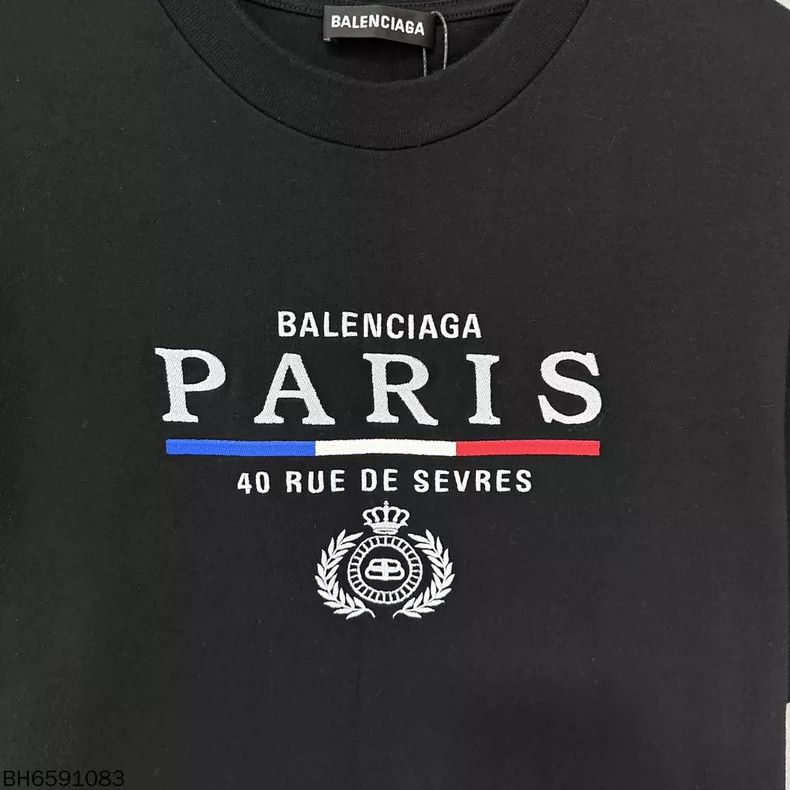 Balenciaga Balenciaga Black Embroidered Wheat Short Sleeve Size US S / EU 44-46 / 1 - 6 Thumbnail
