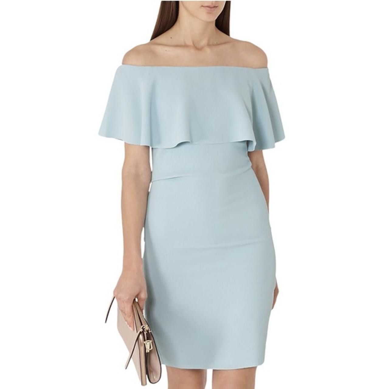 Reiss Reiss Reiss Balm light pastel blue Bardot off shoulder Dress Size M / US 6-8 / IT 42-44 - 1 Thumbnail
