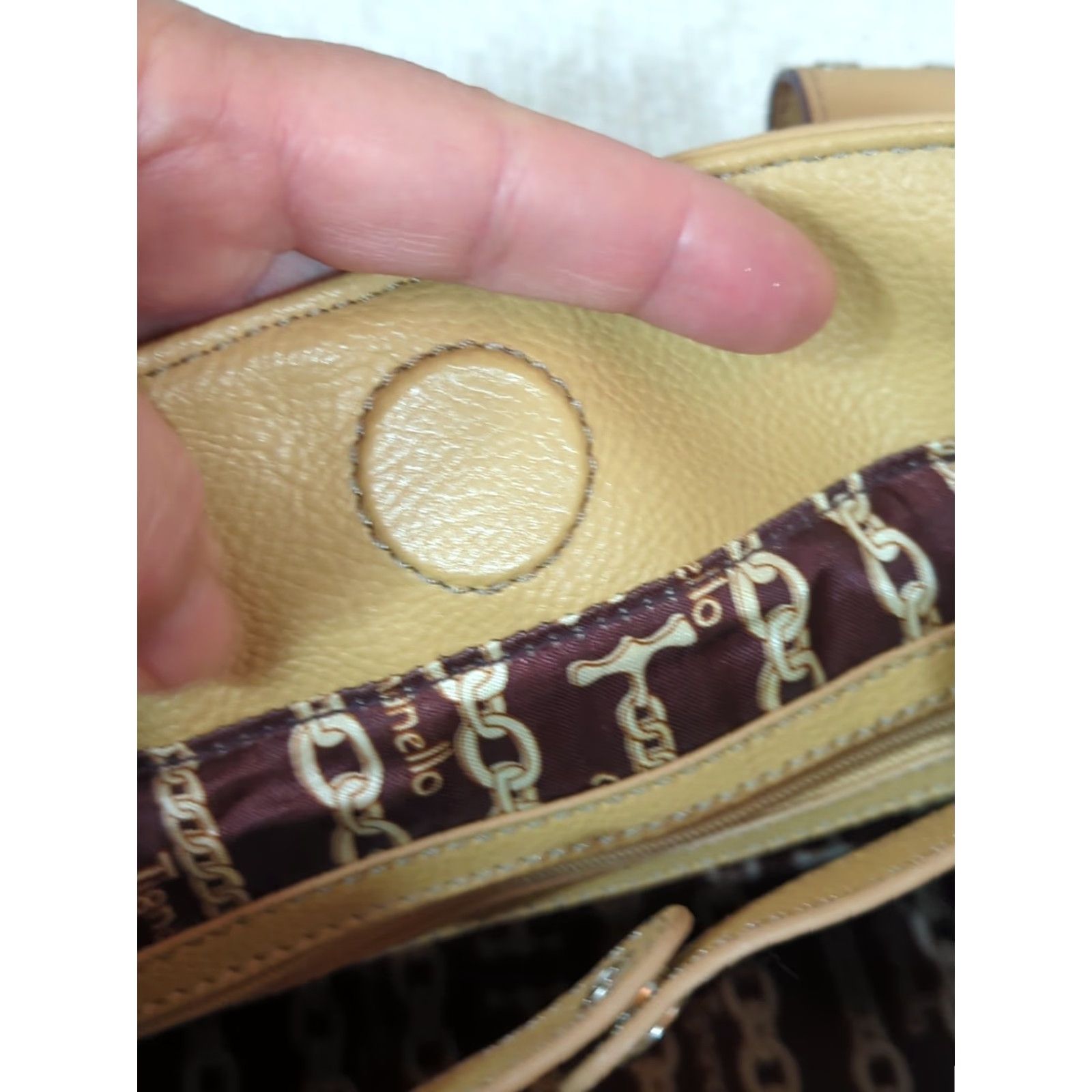 Doublet TIGNANELLO PERFECT 10 TOTE Satchel Handbag Tan Pebbled Leather Double Handles Casual Womens Small 90s Classic Designer Brown Lining Silver Hardware Size ONE SIZE - 6 Thumbnail