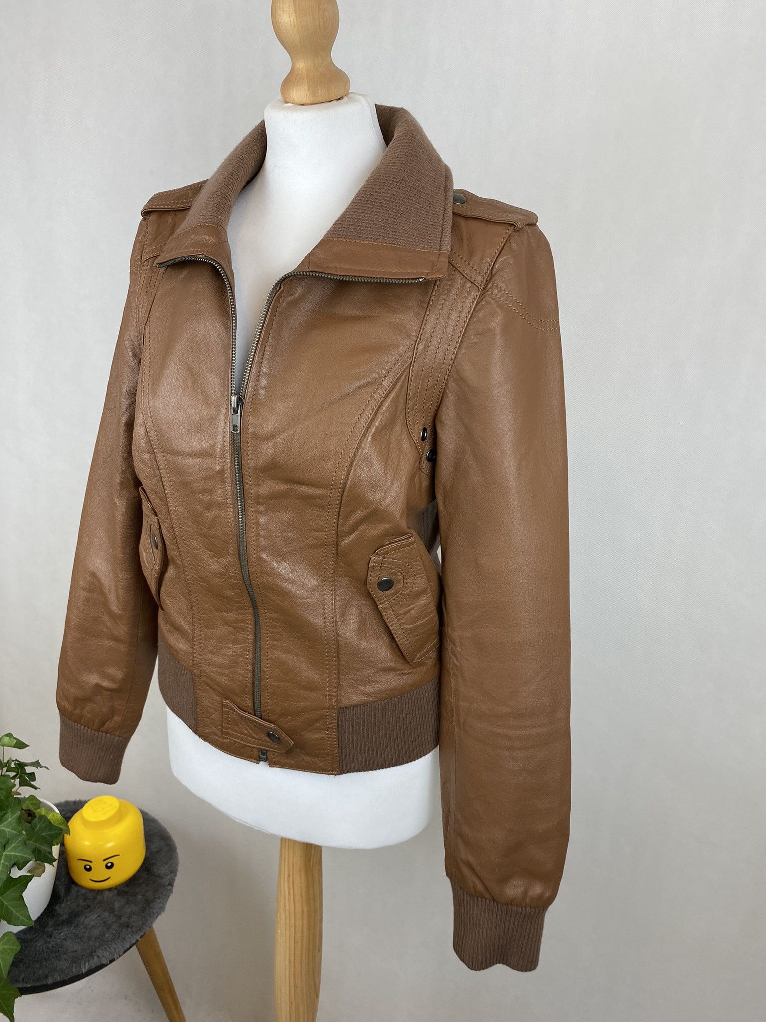 Genuine Leather × Vintage real leather jacket vintage vera pelle big collar zip Size M / US 6-8 / IT 42-44 - 7 Thumbnail