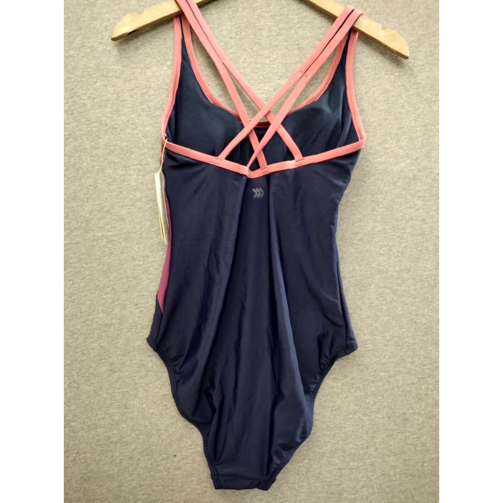 Vintage All In Motion Women's Navy/Pink One Piece Swimsuit Padded S Racerback Beachwear - Vintage? No, Regular Size S Size ONE SIZE - 2 Thumbnail