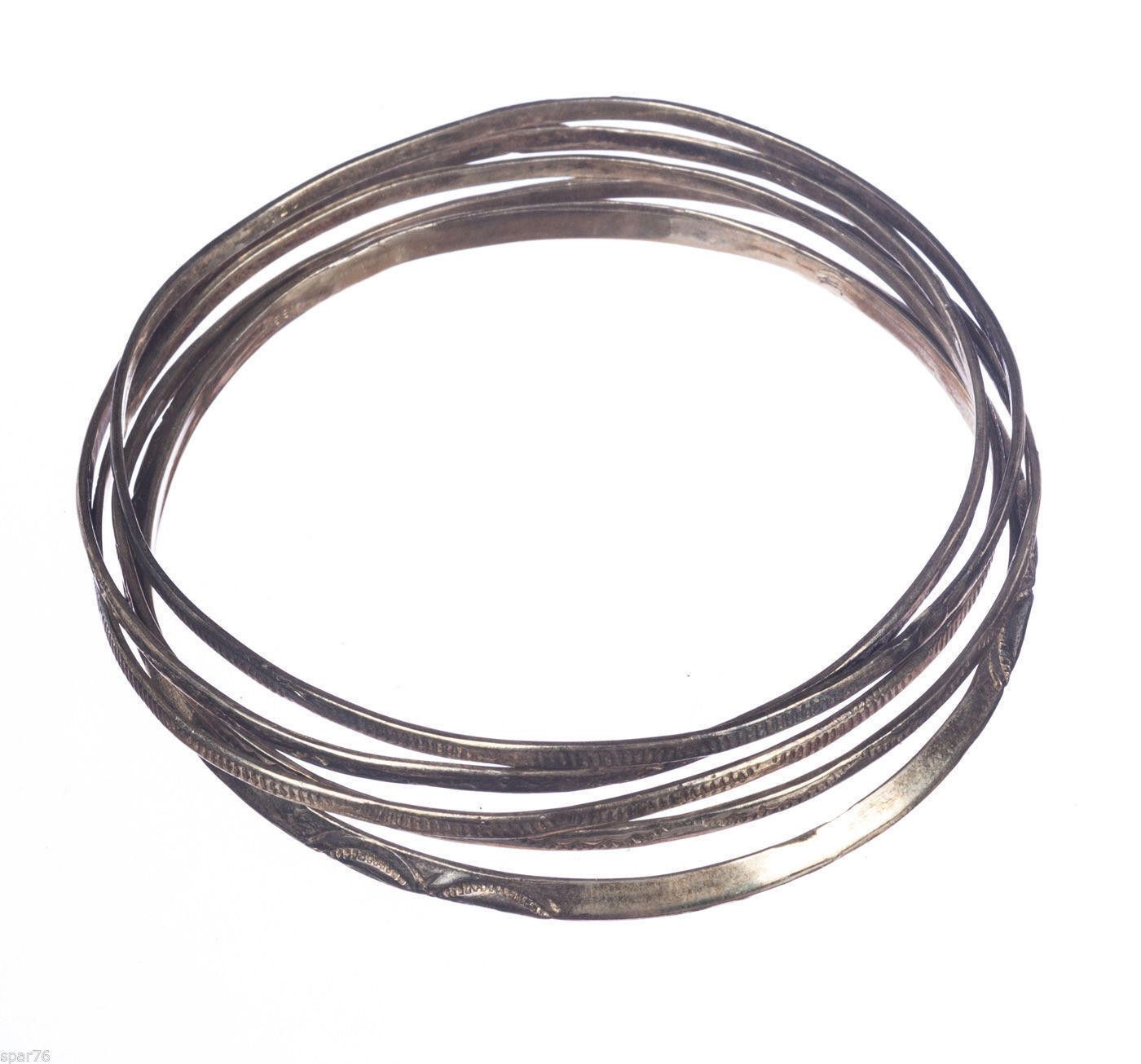 Designer Sterling Silver Tribal Inspired 5 Pc Bangle Set Alberto Juan Size ONE SIZE - 2 Thumbnail