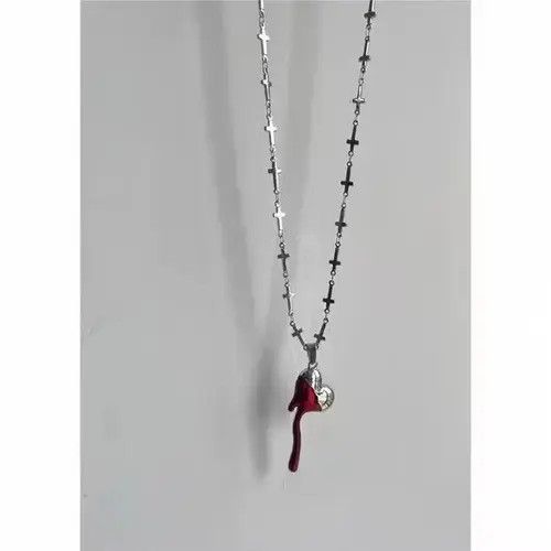 Jewelry × Vintage Red Bloody Love Heart Pendant Necklace Size ONE SIZE - 3 Thumbnail