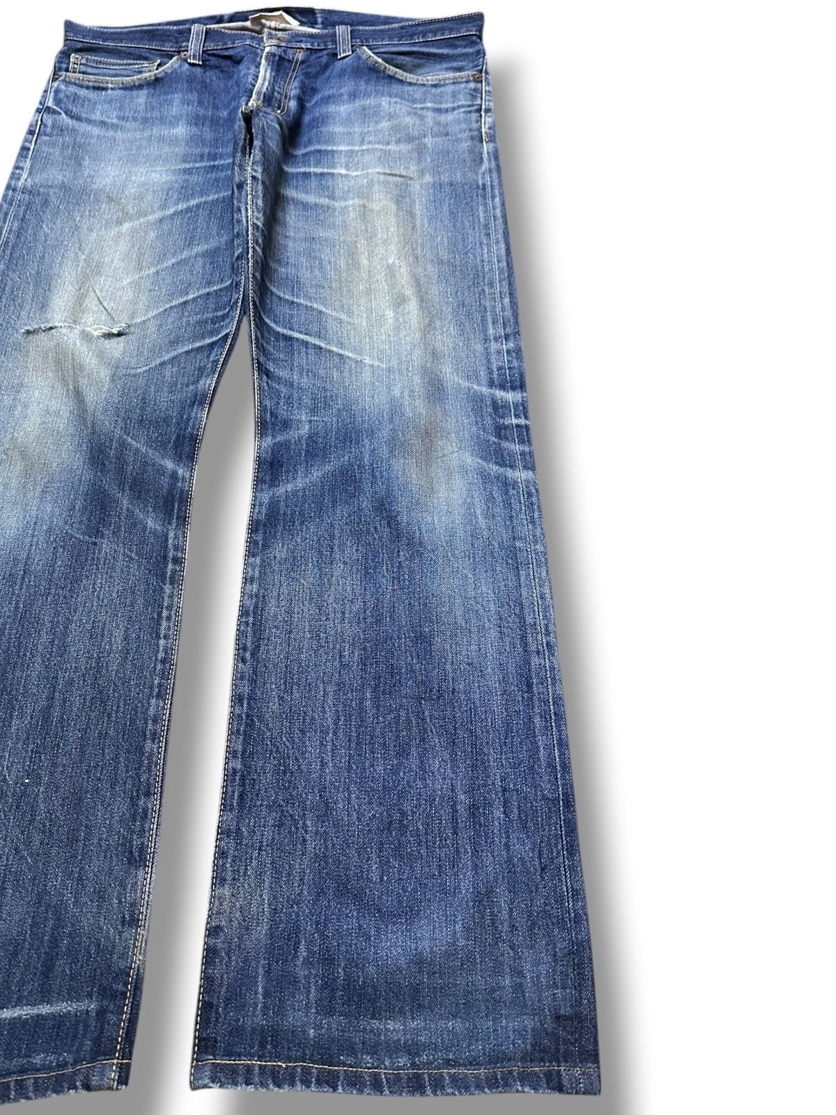 Japanese Brand Vintage Back Number Faded Whiskers Distressed Denim Size US 37 - 4 Thumbnail