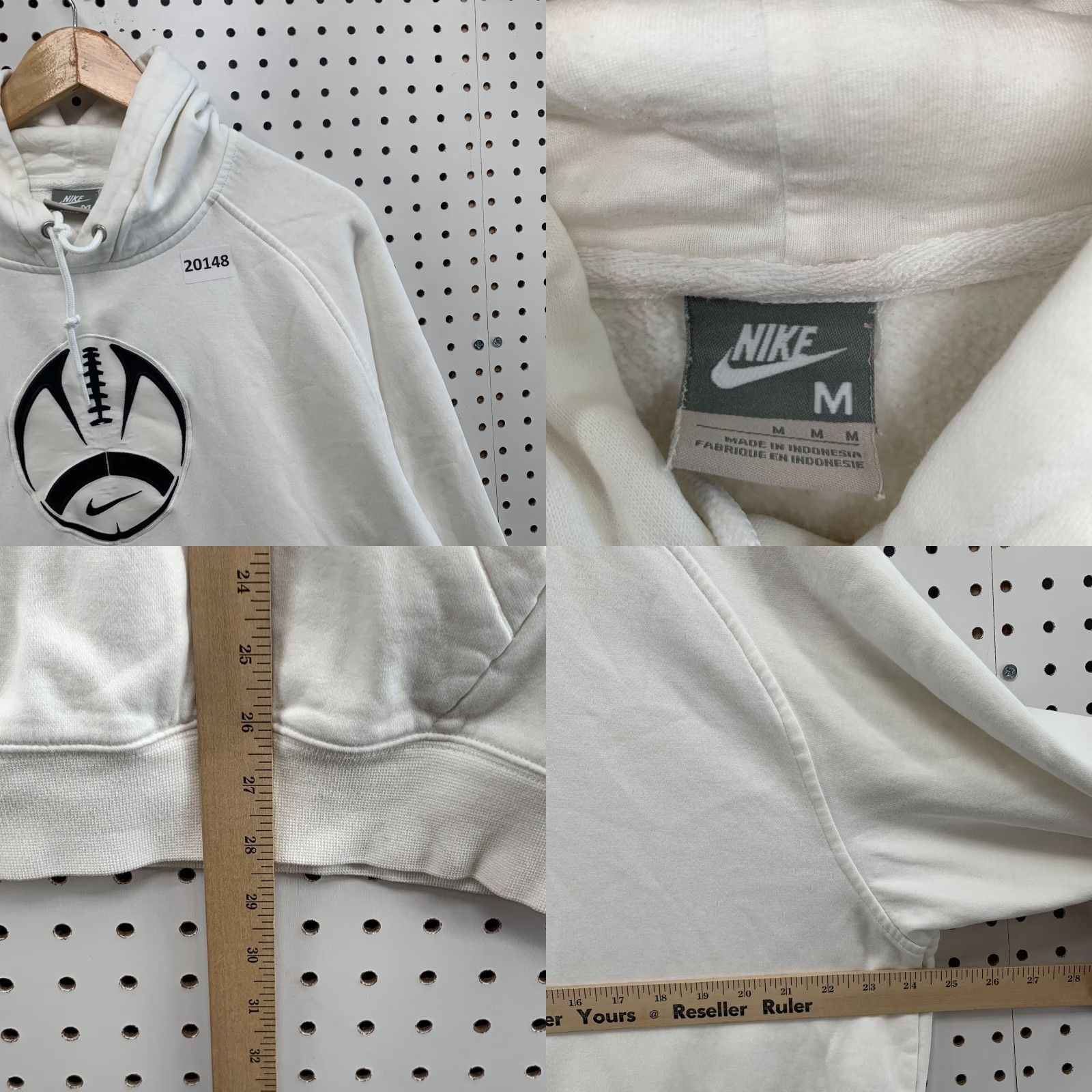 Nike Vintage Nike Football Hooded Sweatshirt White Center Swoosh Men M Size US M / EU 48-50 / 2 - 8 Thumbnail