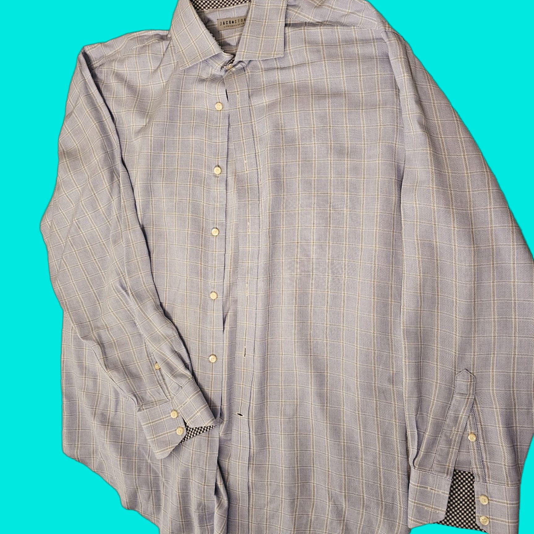 Vintage Jack Stone Thomas Dean Button-Up Shirt Men Large Blue Check Long Sleeve Size US L / EU 52-54 / 3 - 1 Thumbnail