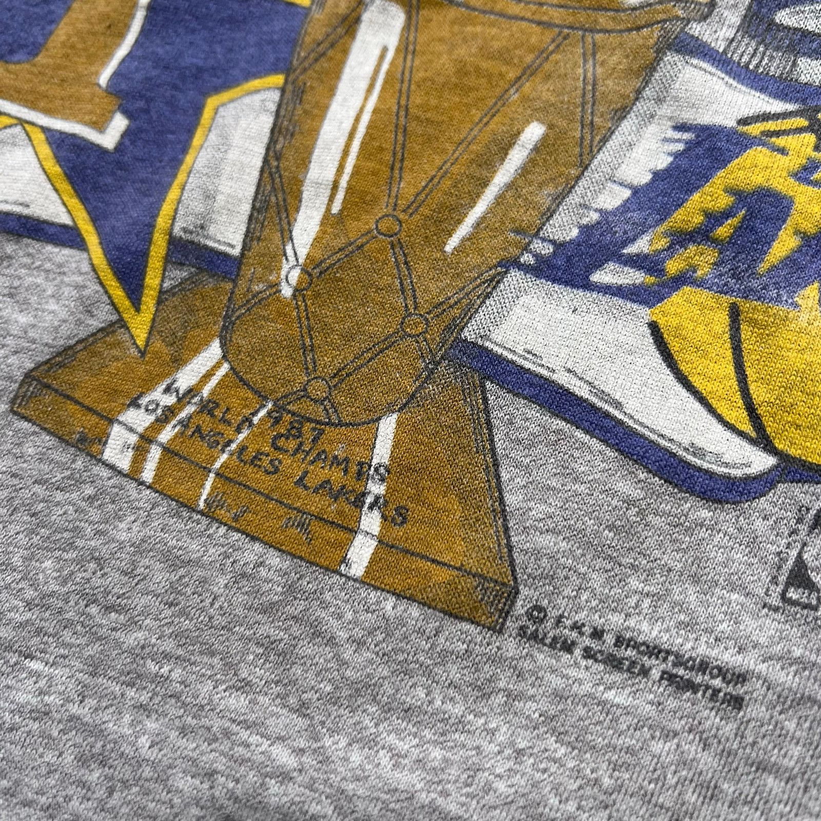 Vintage Vintage 80s Los Angeles Lakers Champions Gray T Shirt Men XL Size US XL / EU 56 / 4 - 4 Thumbnail