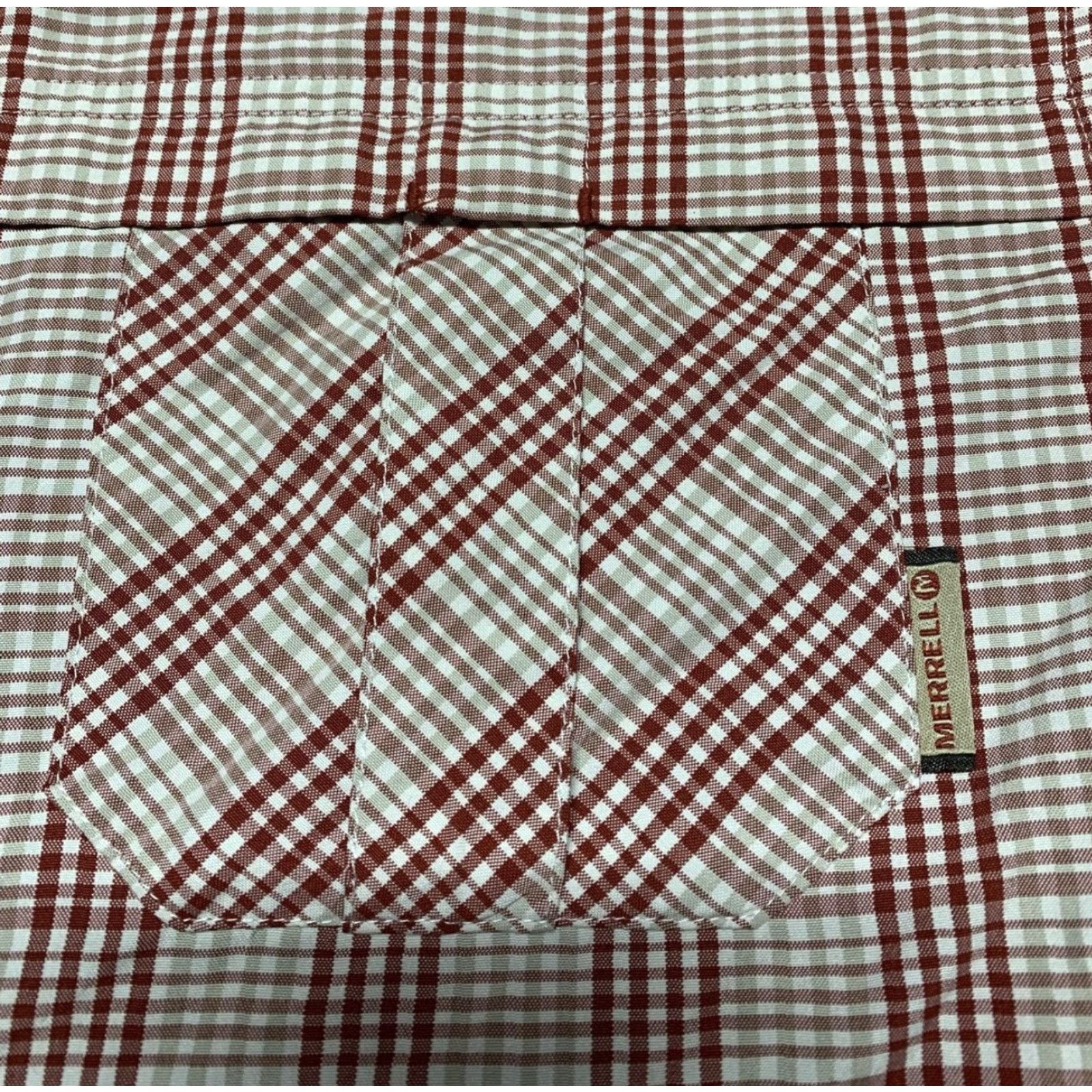 Merrell MERRILL Shirt Men’s LARGE Long Sleeve Button Front OPTI-WICK RUST TAN PLAID EUC Size US L / EU 52-54 / 3 - 4 Thumbnail