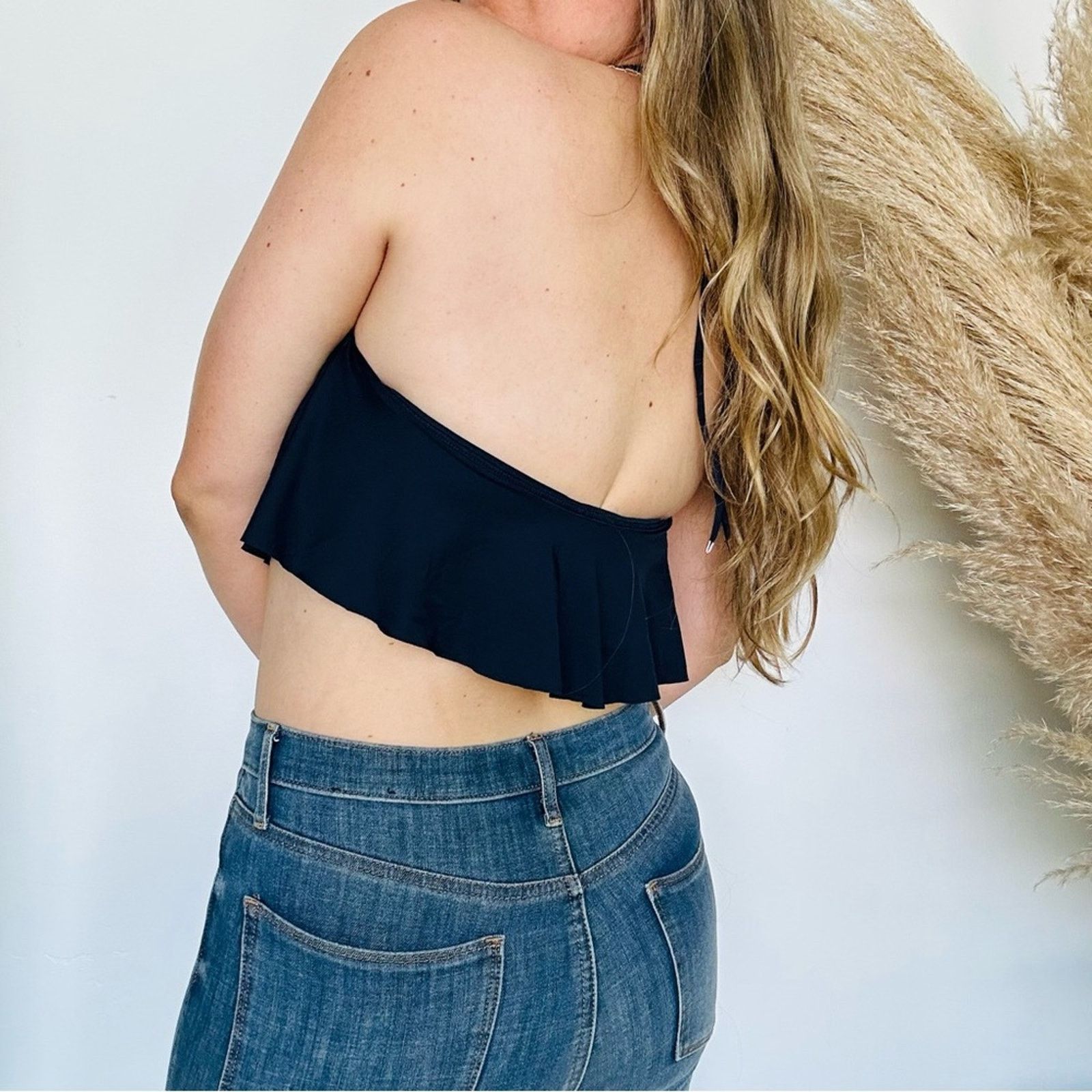 Michael Kors NEW MK MICHAEL KORS Navy Gold Chain Ruffle Bikini Crop Top Size M / US 6-8 / IT 42-44 - 7 Thumbnail