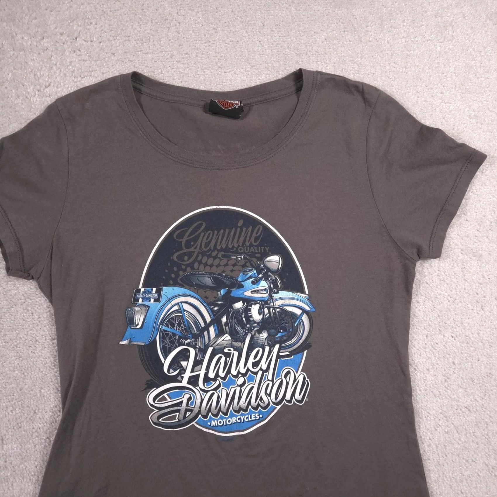 Harley Davidson Harley-Davidson Shirt Womens Medium Gray Graphic Motorcycle Tee Top Crew Neck Short Sleeve Cotton Jersey Rhinestone 2021 Vintage-Style? Size M / US 6-8 / IT 42-44 - 4 Thumbnail