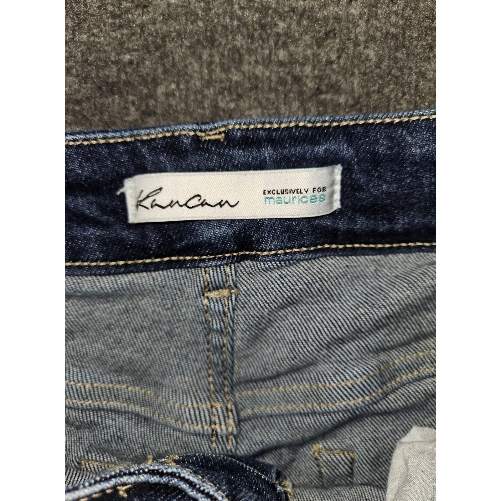 Vintage KanCan Jeans Womens 16 Medium Wash High Rise Skinny Distressed Raw Hem Denim Size 38" / US 16 / IT 52 - 2 Thumbnail