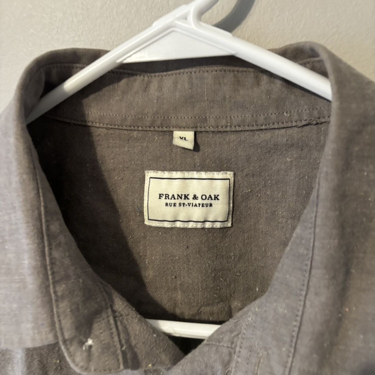 Frank & Oak Frank And Oak Grey Cotton Cloth Textures Button Down Shirt Size US XL / EU 56 / 4 - 2 Thumbnail