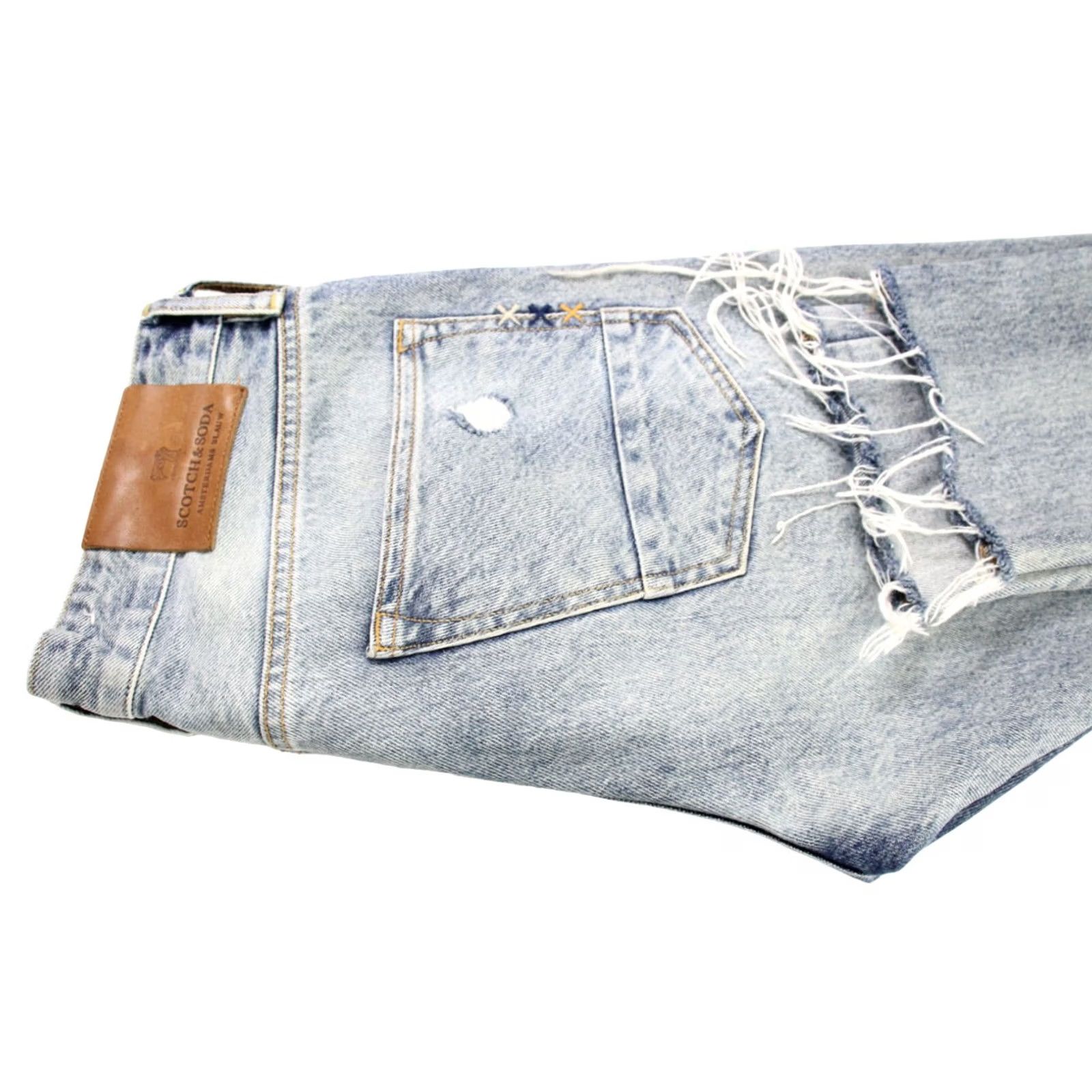 Scotch & Soda SCOTCH & SODA Ralston Jeans Men's W30/L32 Regular Slim Distress Button Fly Blue Denim Casual Jeans Mens Size US 30 / EU 46 - 5 Thumbnail