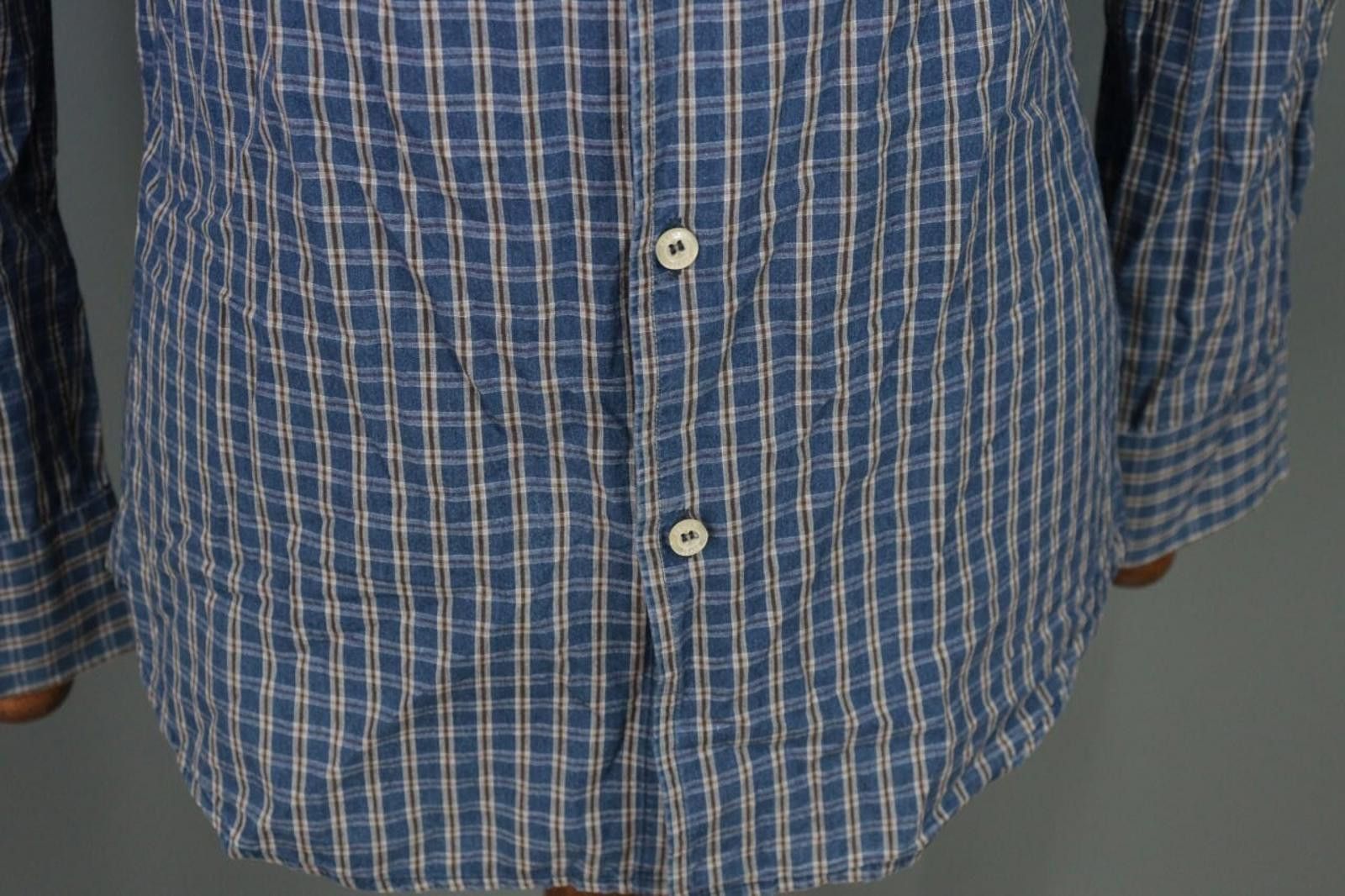 Armani Collezioni Armani Jeans Slim Fit Blue Check Button Down Shirt Size M Size US M / EU 48-50 / 2 - 6 Thumbnail