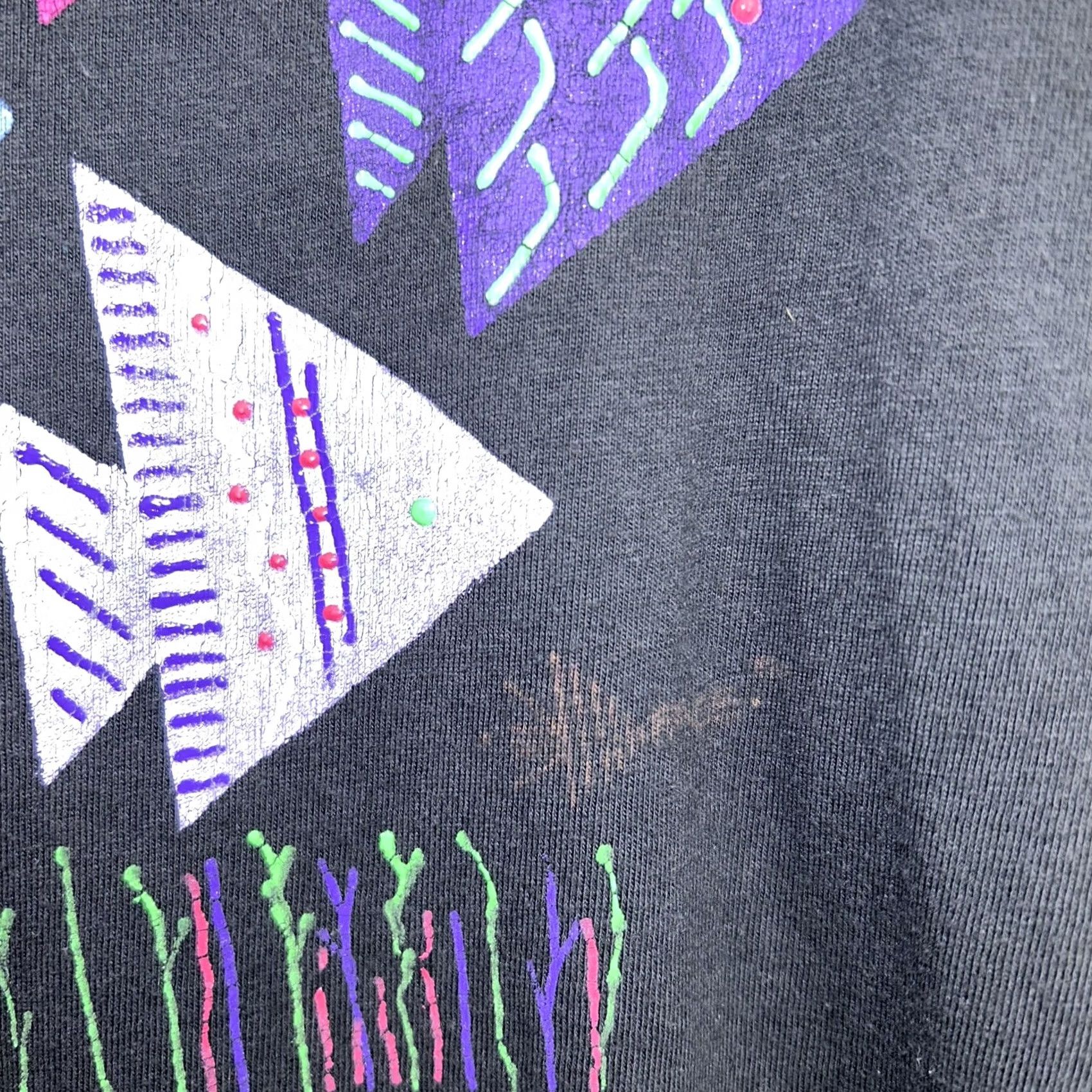 Hanes VINTAGE Triangle Fish Art Tee Black T-Shirt 90s USA Made XL Men Size US XL / EU 56 / 4 - 4 Thumbnail