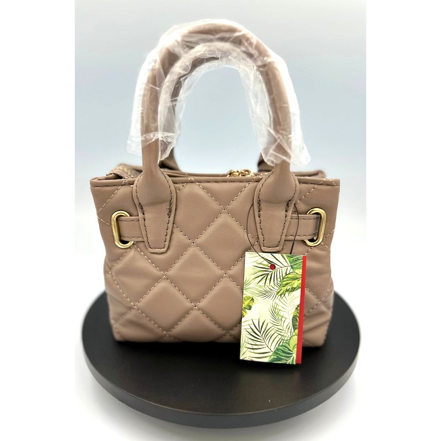 Badgley Mischka Badgley Mischka Mini Diamond Quilted Tote - Taupe Size ONE SIZE - 6 Thumbnail