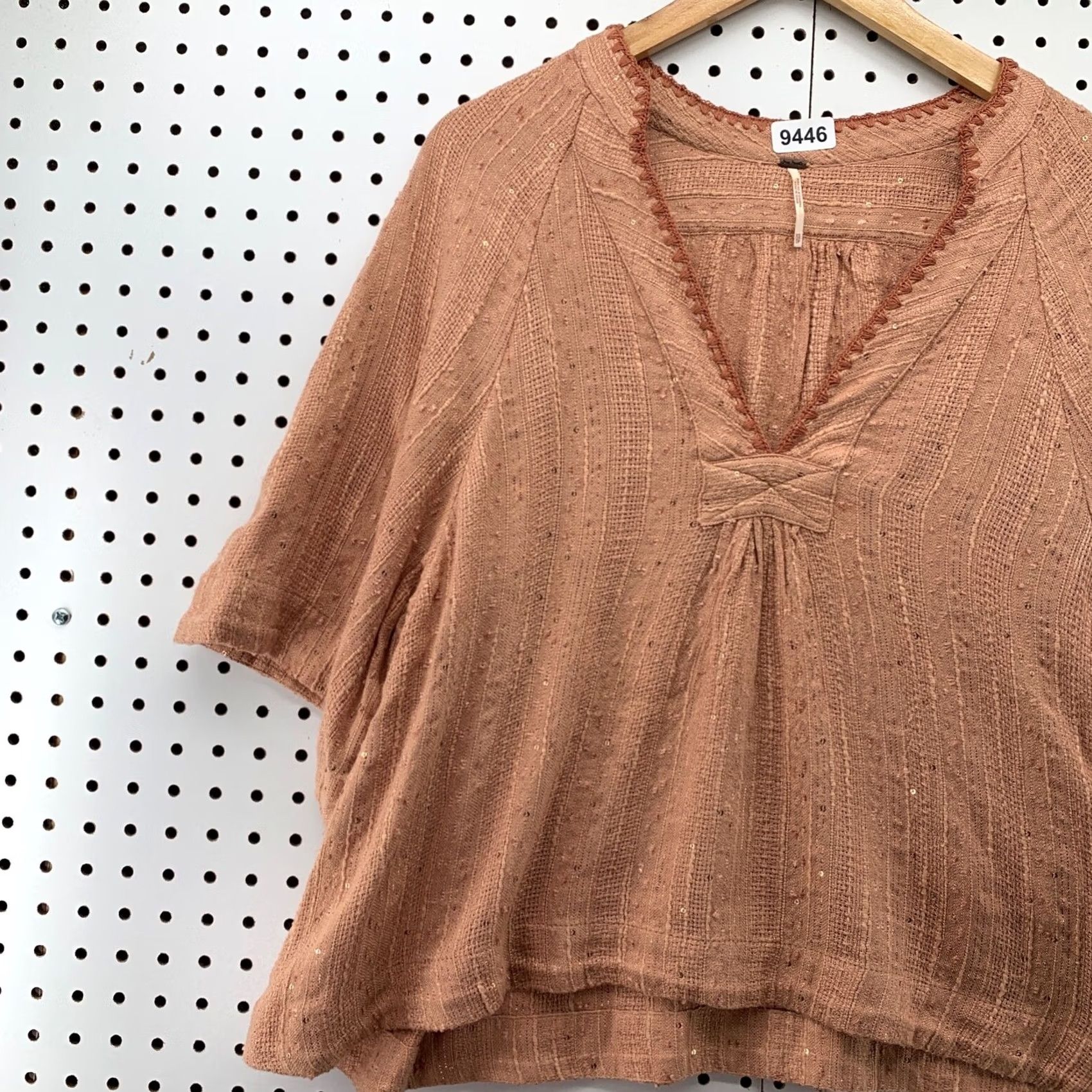 Free People Free People Blouse V-Neck Sequin Get Over It Shirt Pink XS Womens Size XS / US 0-2 / IT 36-38 - 3 Thumbnail