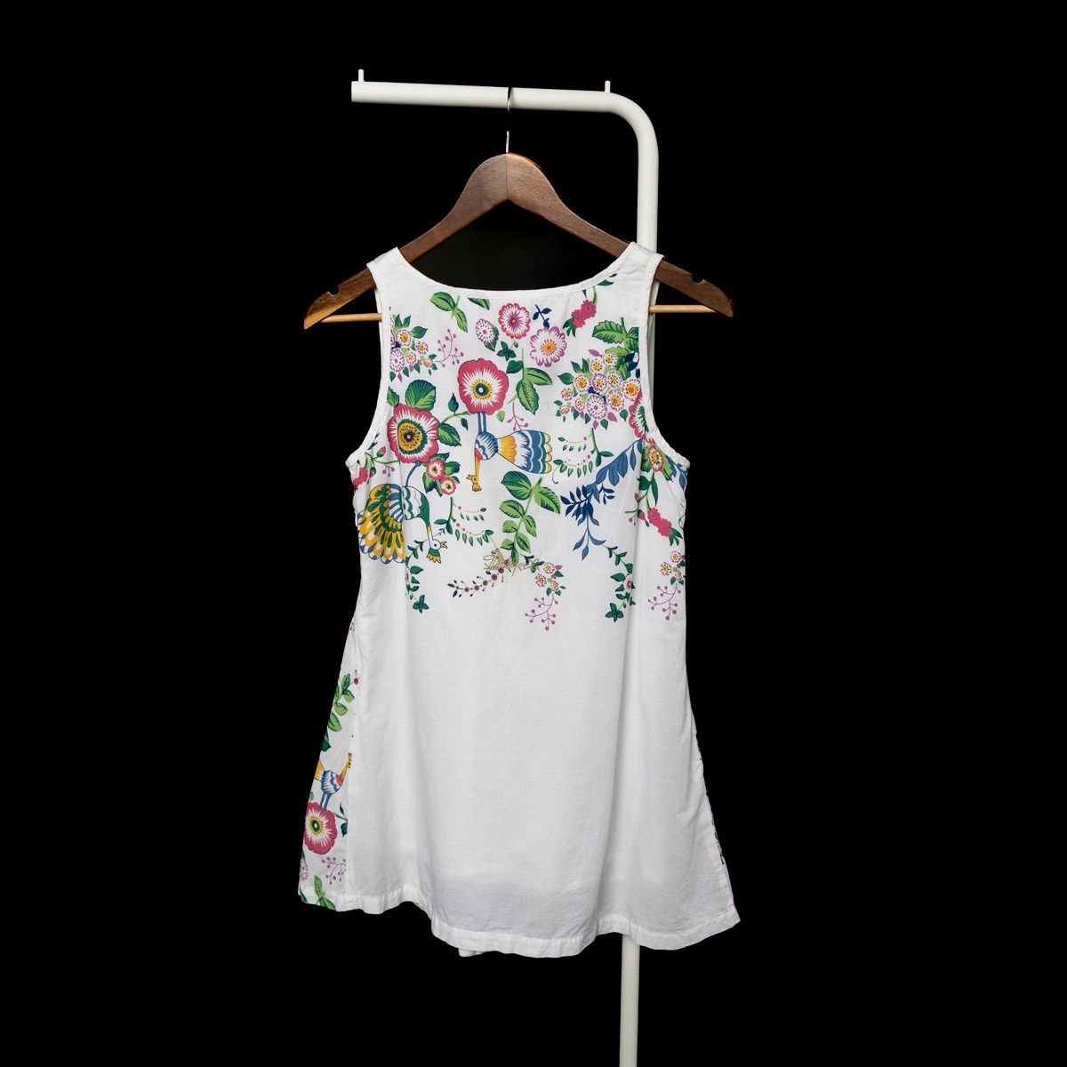 Desigual Desigual Wmns White Floral Tank Top Sleeveless Blouse Summer Size S / US 4 / IT 40 - 2 Thumbnail