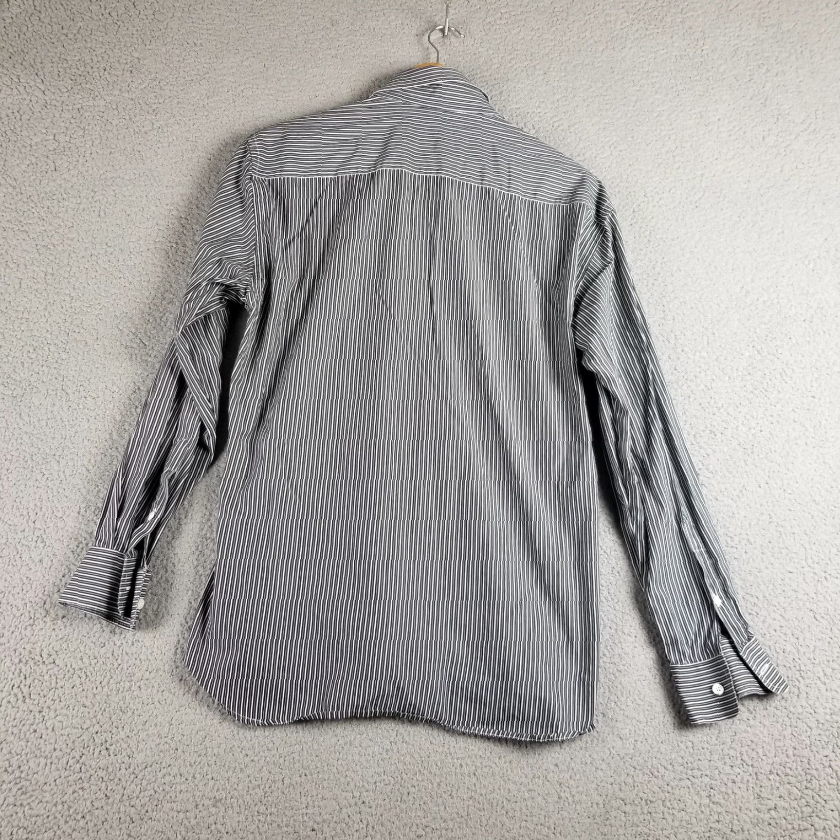 Brioni VINTAGE Brioni Dress Shirt Men Large Black White Striped Italy Neiman Marcus Luxury Business Size 42R - 6 Thumbnail