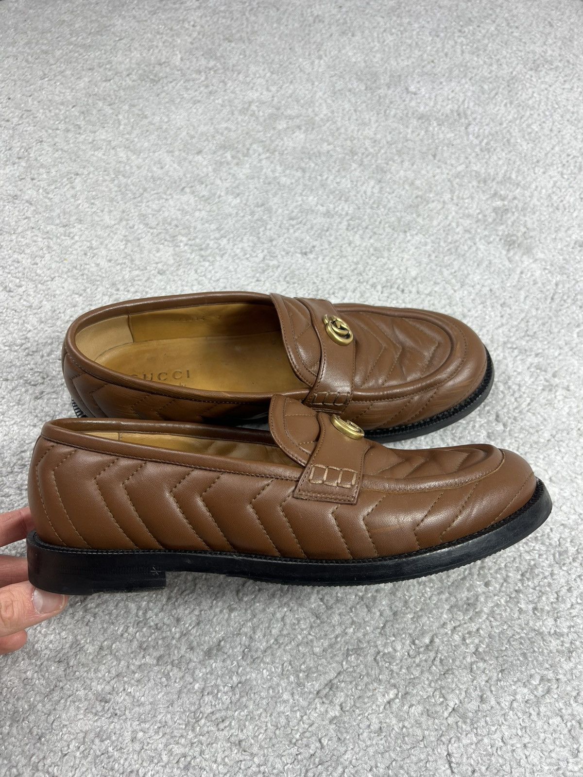Gucci Gucci Brown Quilted Leather Marmont Loafers Size US 7 / EU 40 - 2 Thumbnail