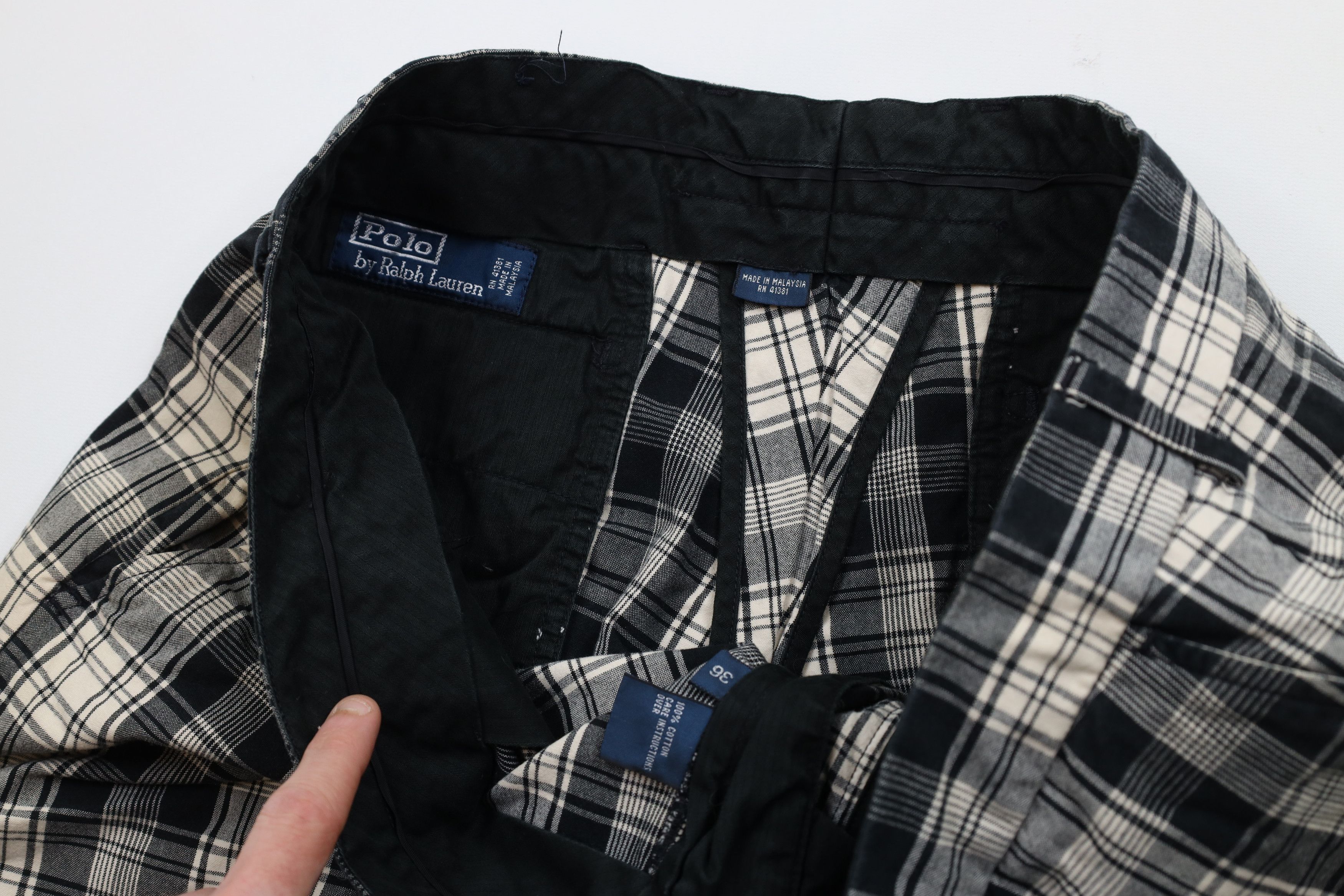 Ralph Lauren × Vintage Vintage 90s Ralph Lauren Golfing Chino Shorts Plaid Cotton Size US 36 / EU 52 - 6 Thumbnail