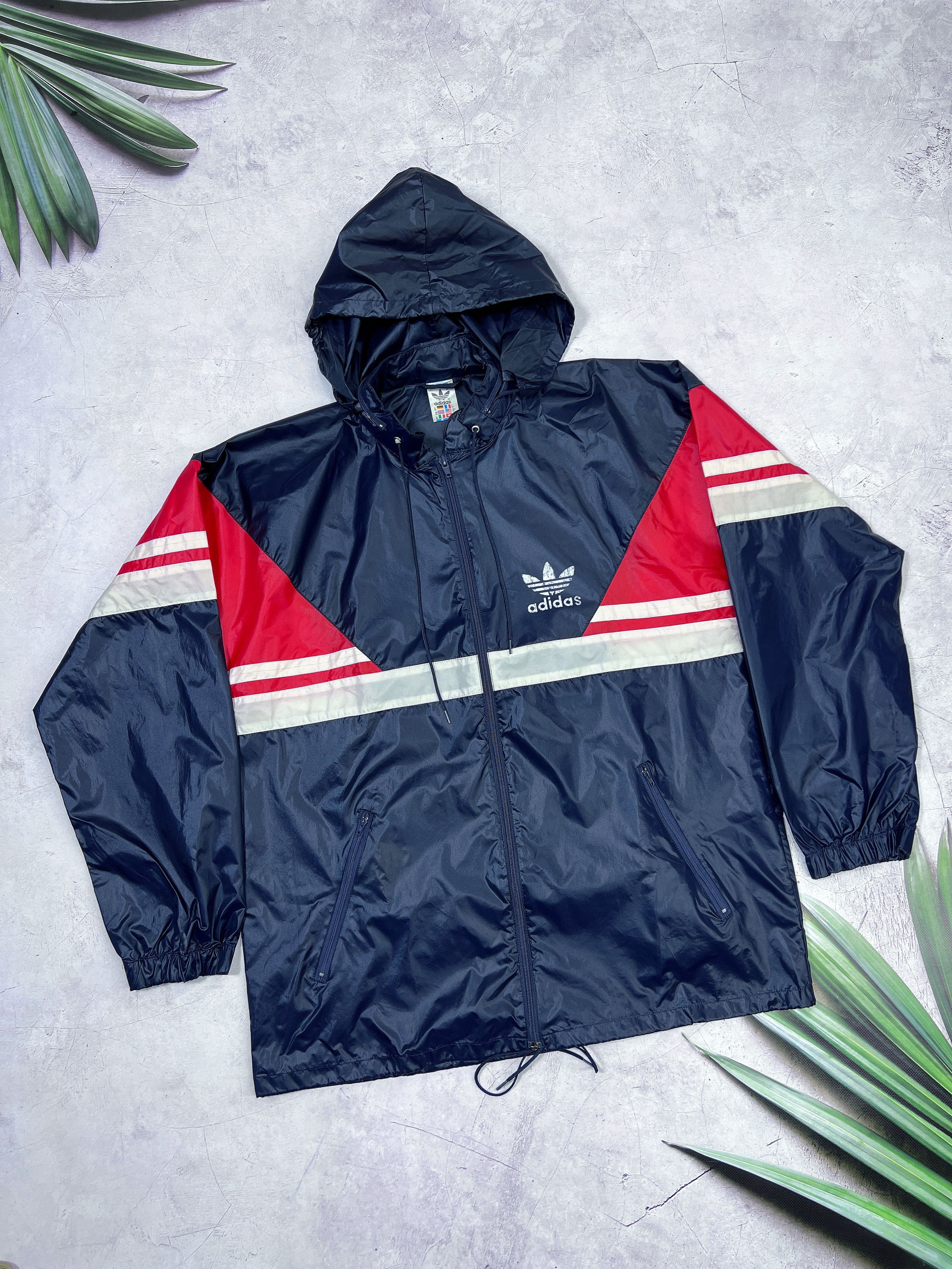 Adidas × Vintage Vintage Adidas Light Jacket Nylon Navy Blue & Red Size US M / EU 48-50 / 2 - 1 Thumbnail