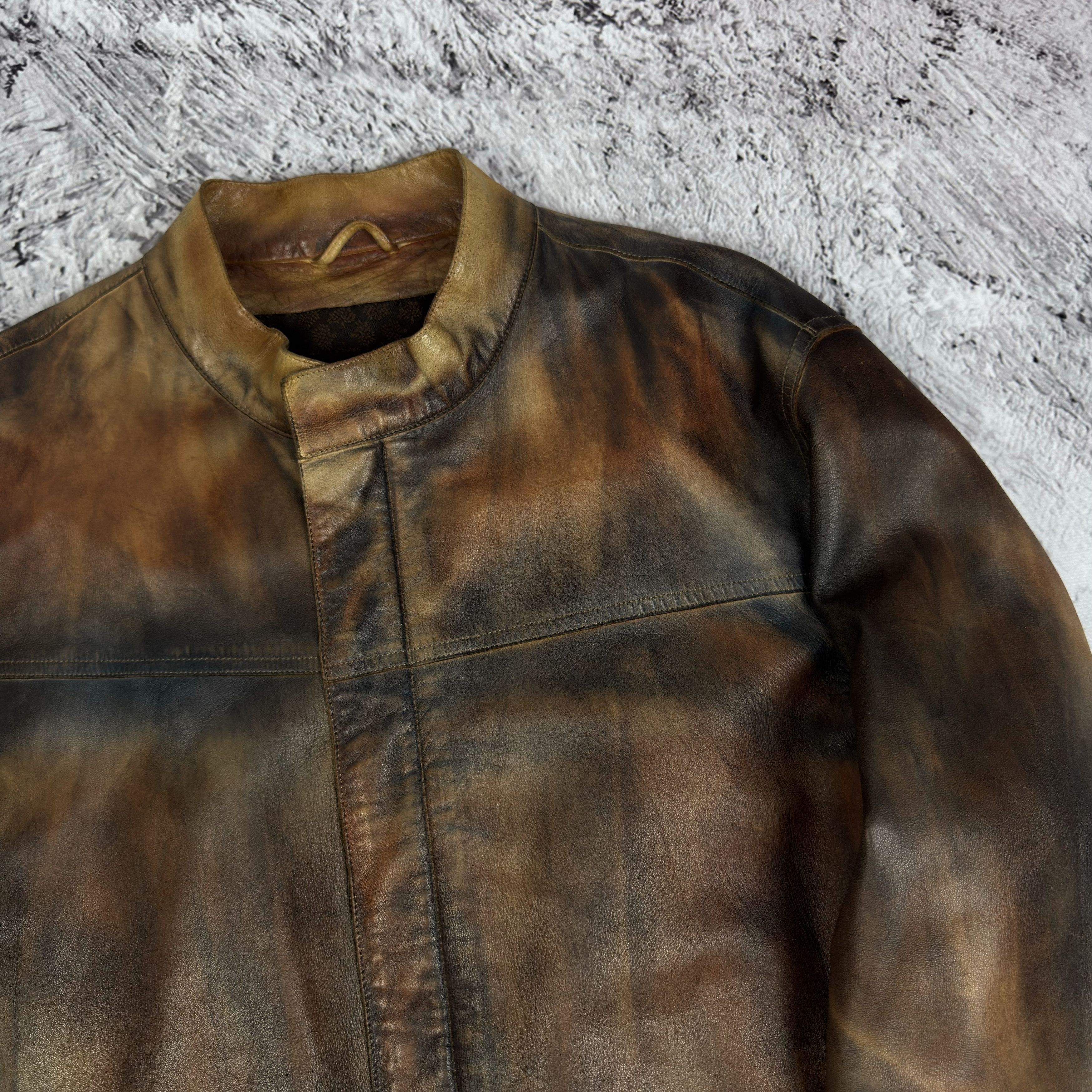 Mulberry Mulberry Men's Distressed Leather Full Zip Biker Jacket 40 Size US M / EU 48-50 / 2 - 8 Thumbnail