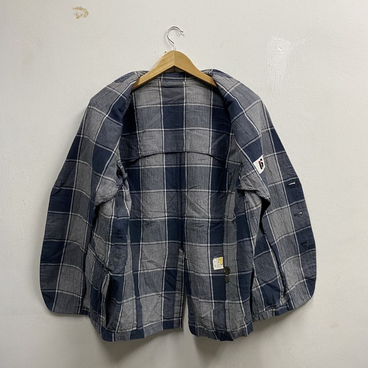 Issey Miyake vintage I.S. Issey Miyake gingham light layer blazer jacket Size 42L - 3 Thumbnail