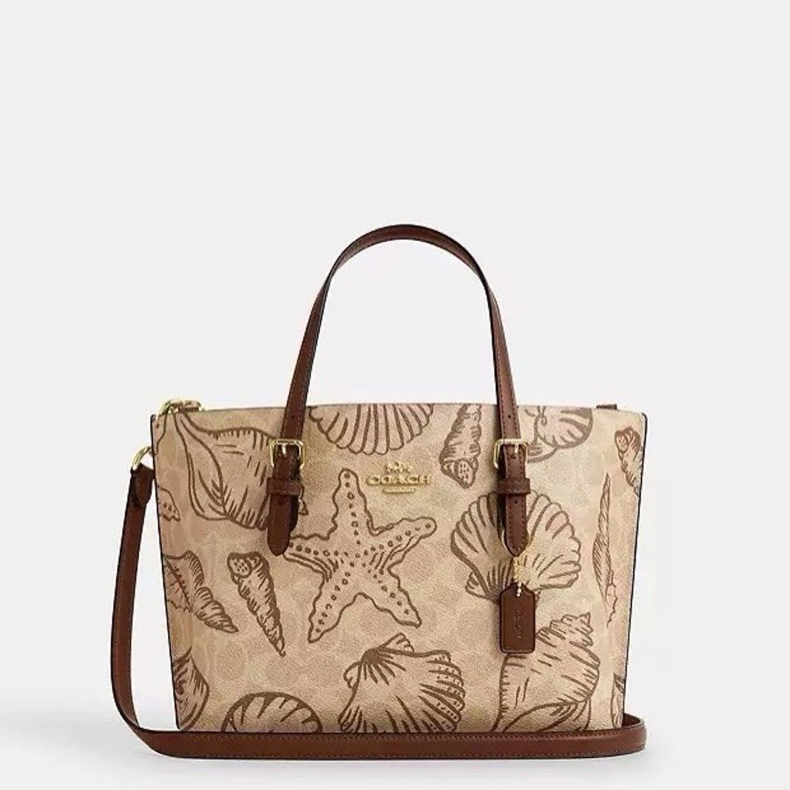 Coach NWT Coach Mollie Tote Bag 25 Signature Canvas Shell CBH63 Size ONE SIZE - 6 Thumbnail