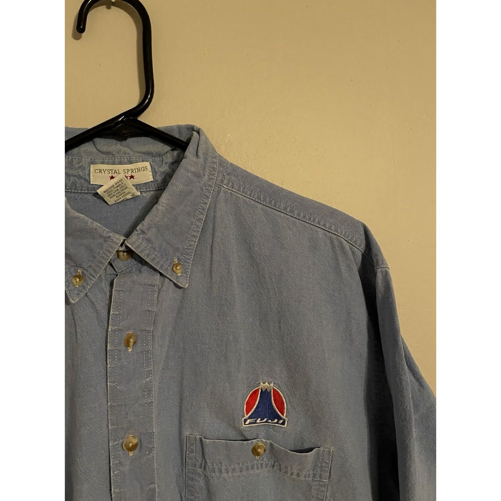 Denime VINTAGE Fuji BMX Bikes Bicycles L/S Button Up Denim Shirt Men's XLarge Blue Cotton Size US XL / EU 56 / 4 - 2 Thumbnail
