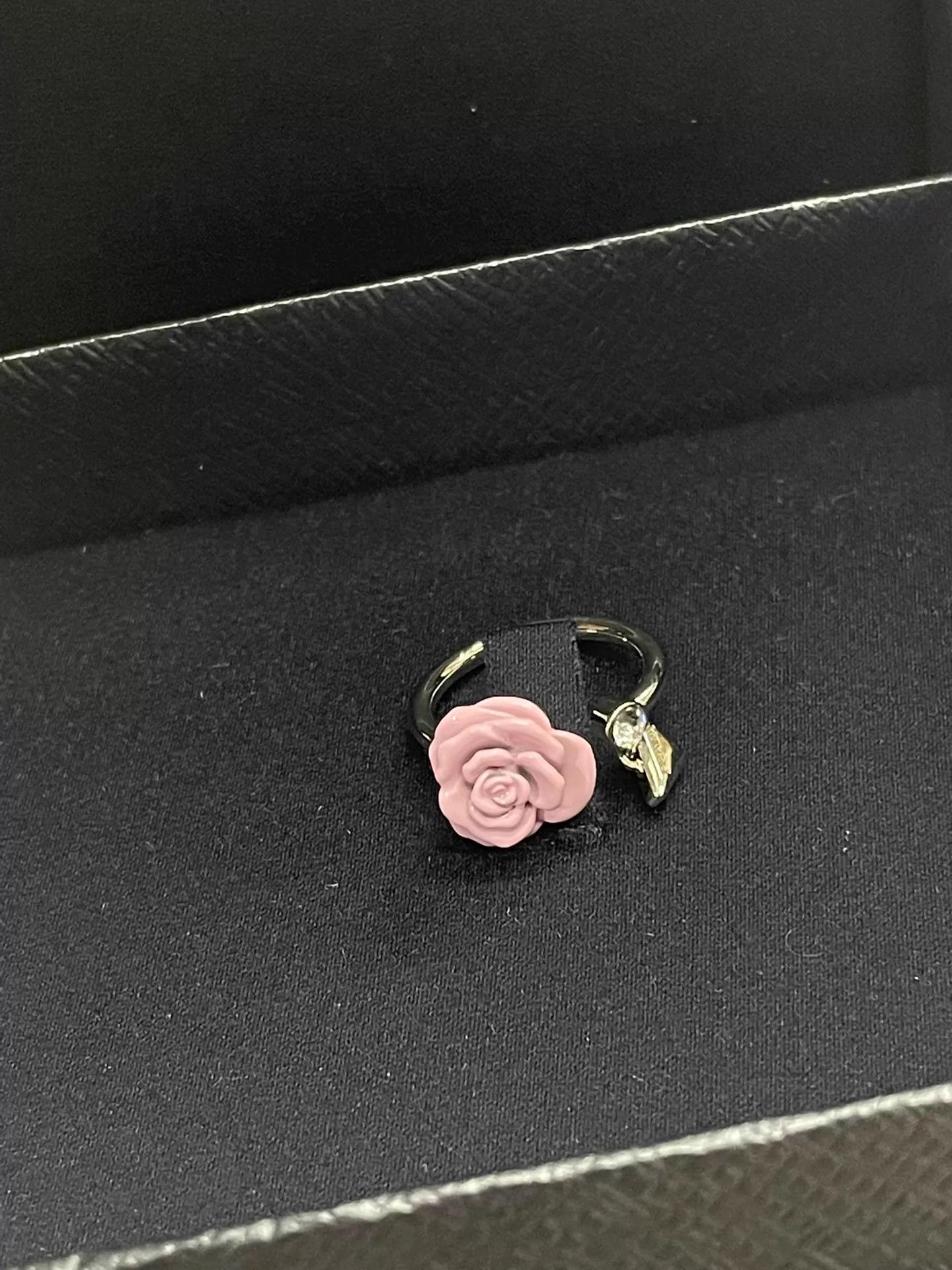 Prada Prada Women's Pink Rose Enamel Open Ring Size ONE SIZE - 1 Thumbnail
