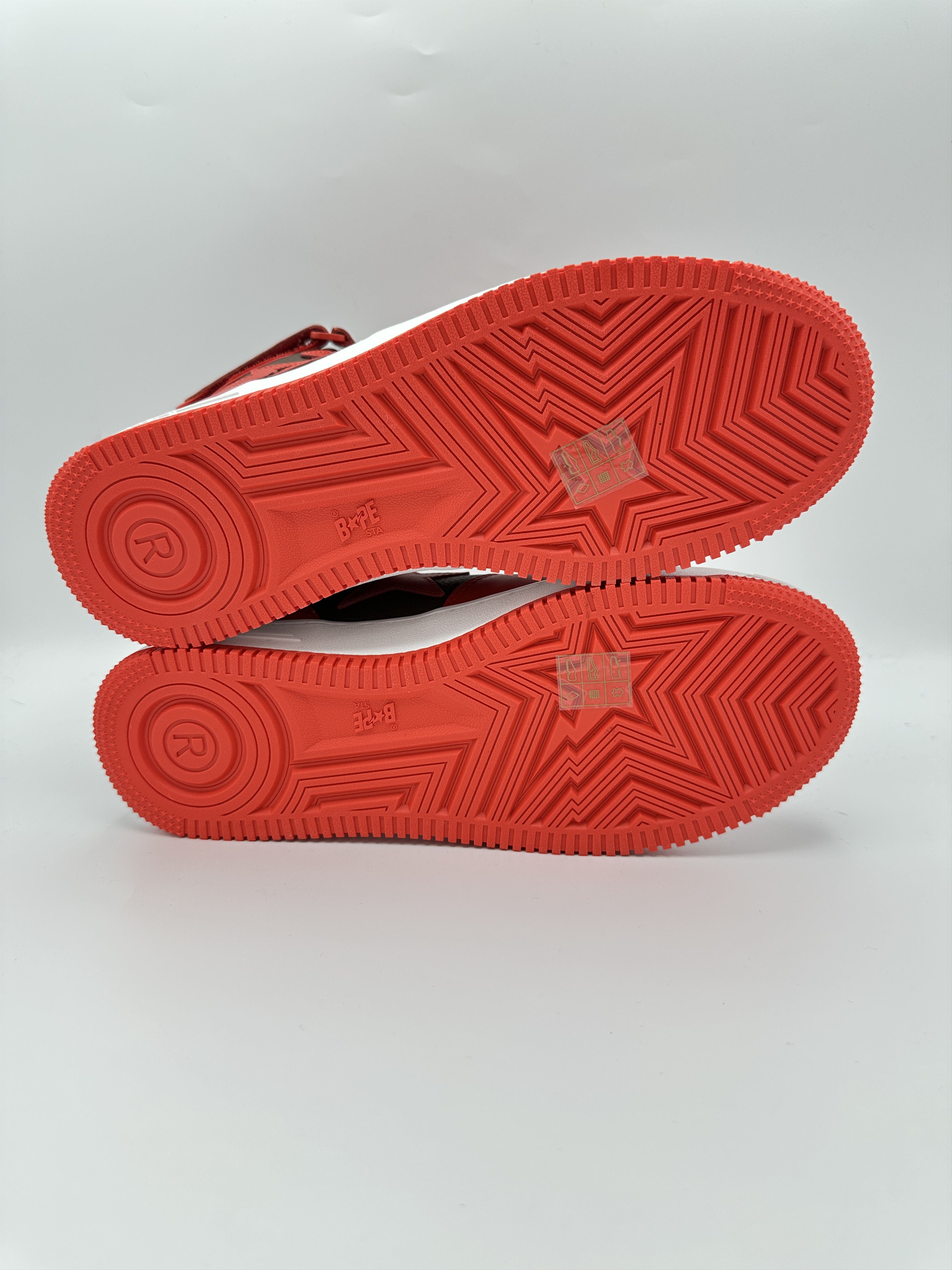 Bape Bapesta Mid Red White Size US 9 / EU 42 - 4 Thumbnail