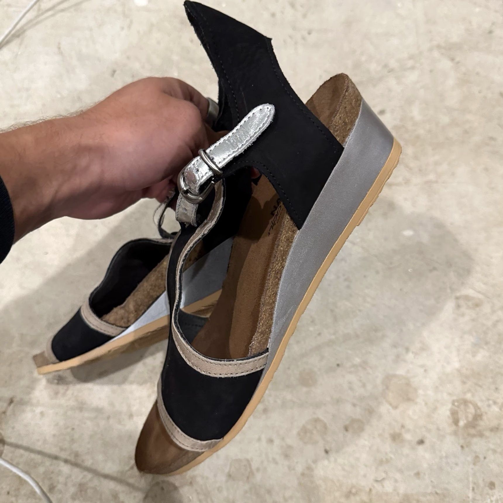Vintage Naot Fiona Silver Suede Women's Strappy Wedge Sandals EU-42 US-11 Size US 11 / IT 41 - 5 Thumbnail