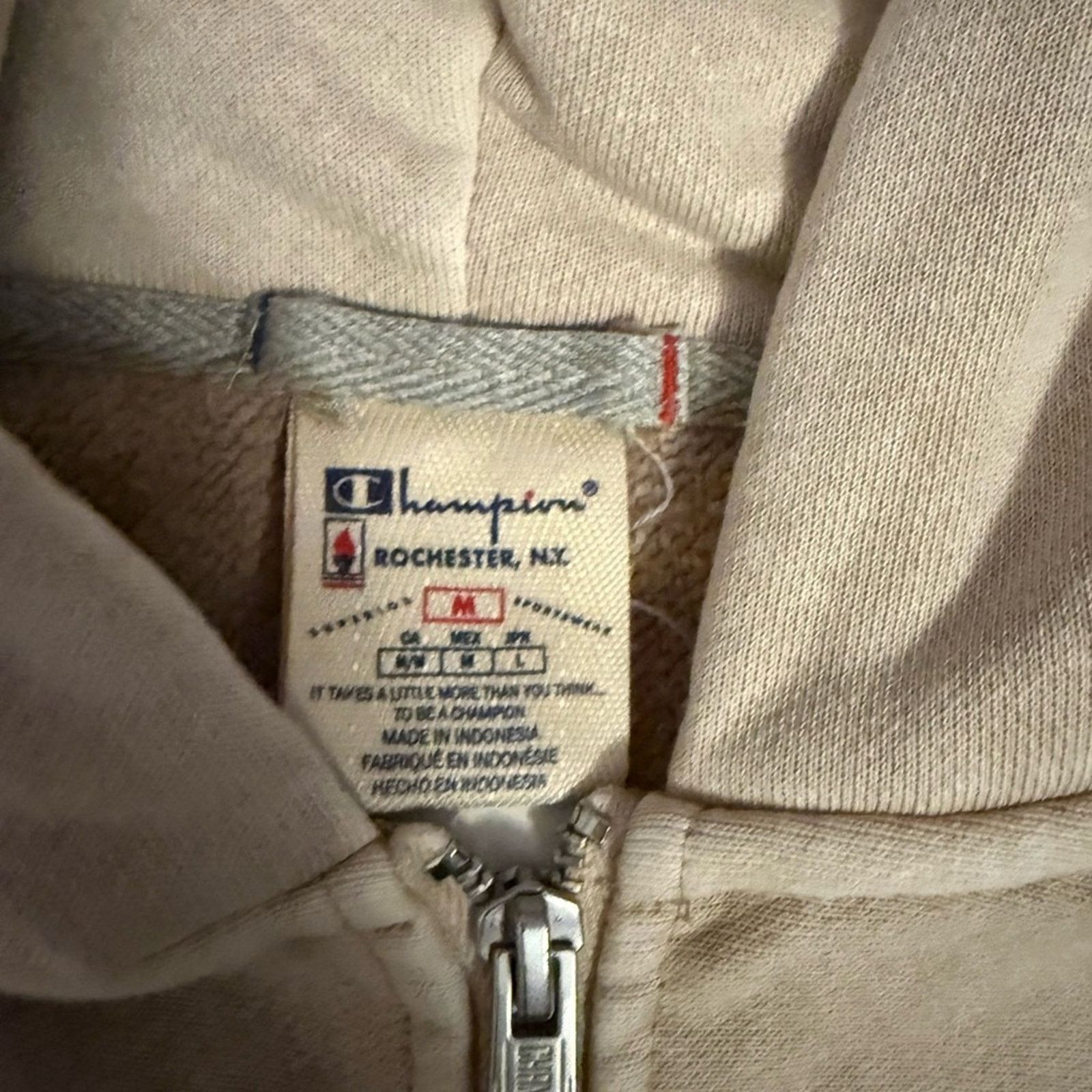 Champion Champion Beige Zip-Up Sweatshirt Size US M / EU 48-50 / 2 - 2 Thumbnail