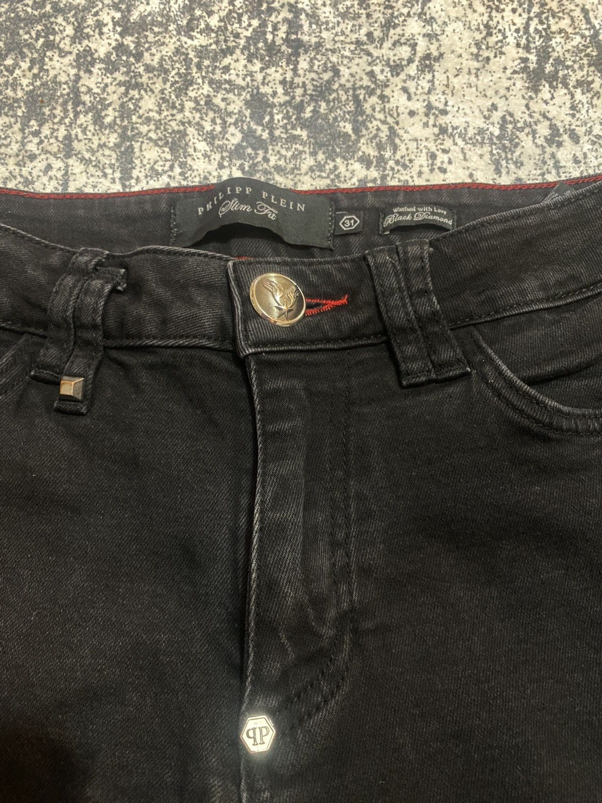 Other Luxury denim slim fit philipp plein logo on pocket drip jean Size US 31 - 12 Thumbnail