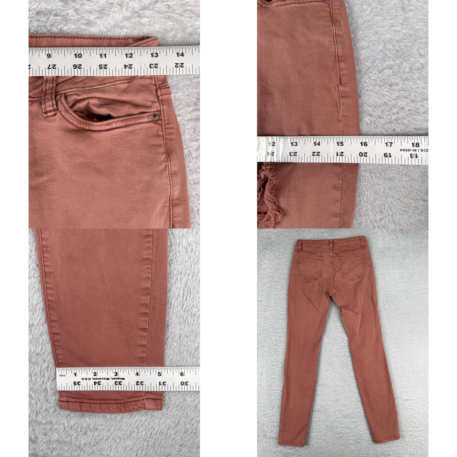 Vintage Angel Kiss Jeans Juniors 5 Redish Denim Skinny Distressed Mid Rise Cotton 26x28 Size 27" / US 4 / IT 40 - 9 Thumbnail
