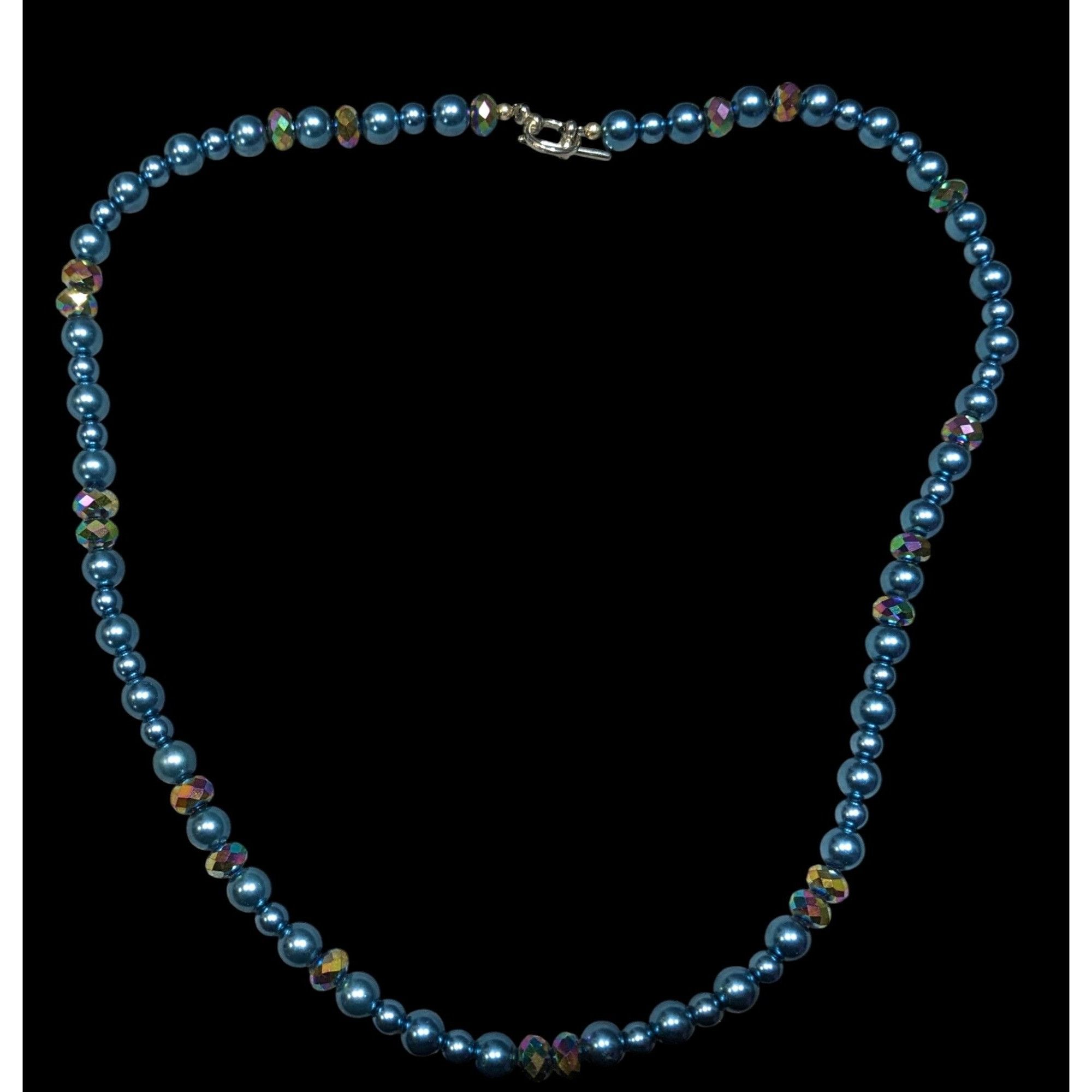Handmade Handmade Mermaidcore Metallic Blue Faux Pearl And AB Glass B Size ONE SIZE - 1 Thumbnail
